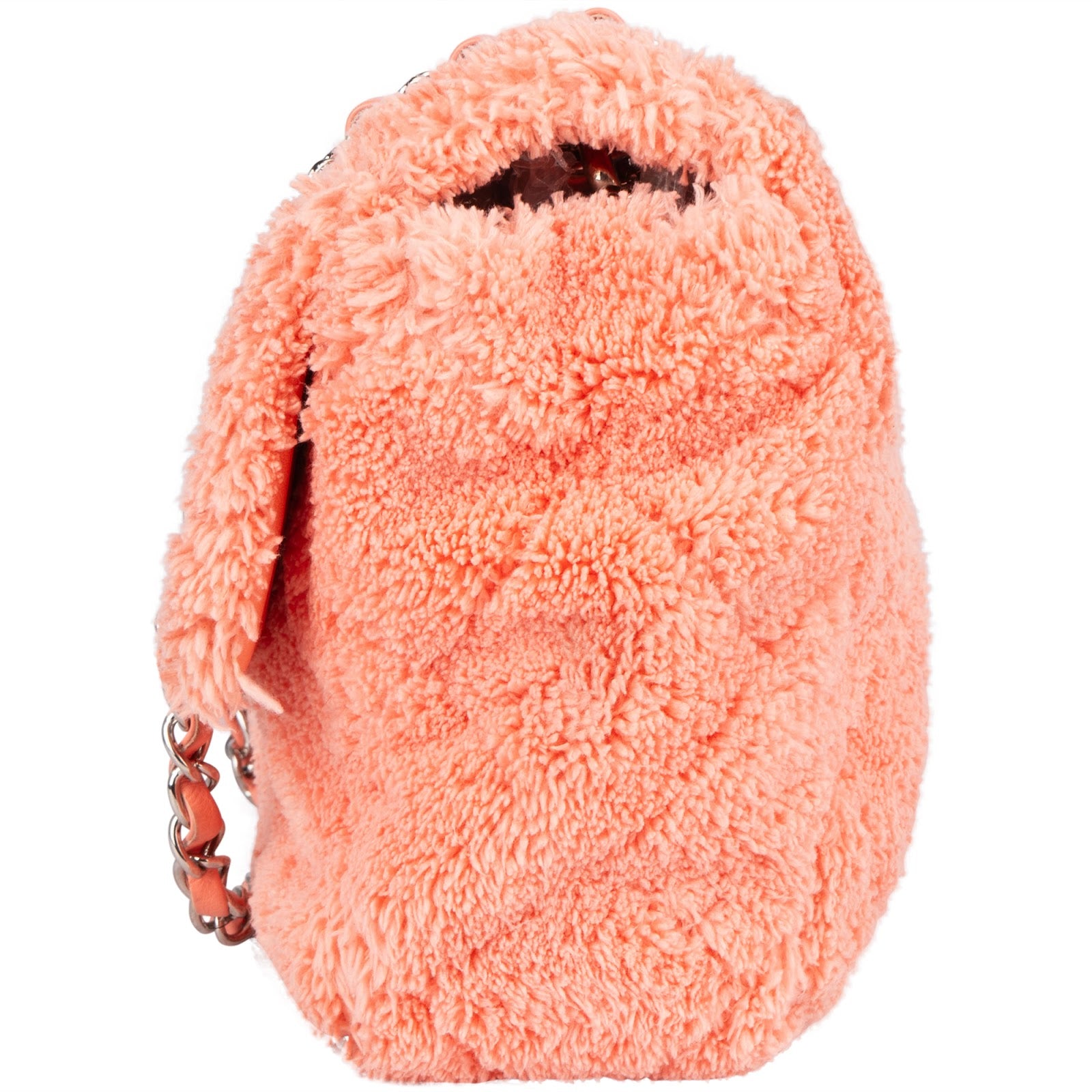 Chanel Pink Terry Cloth Coco Single Flap Shoulder Bag
