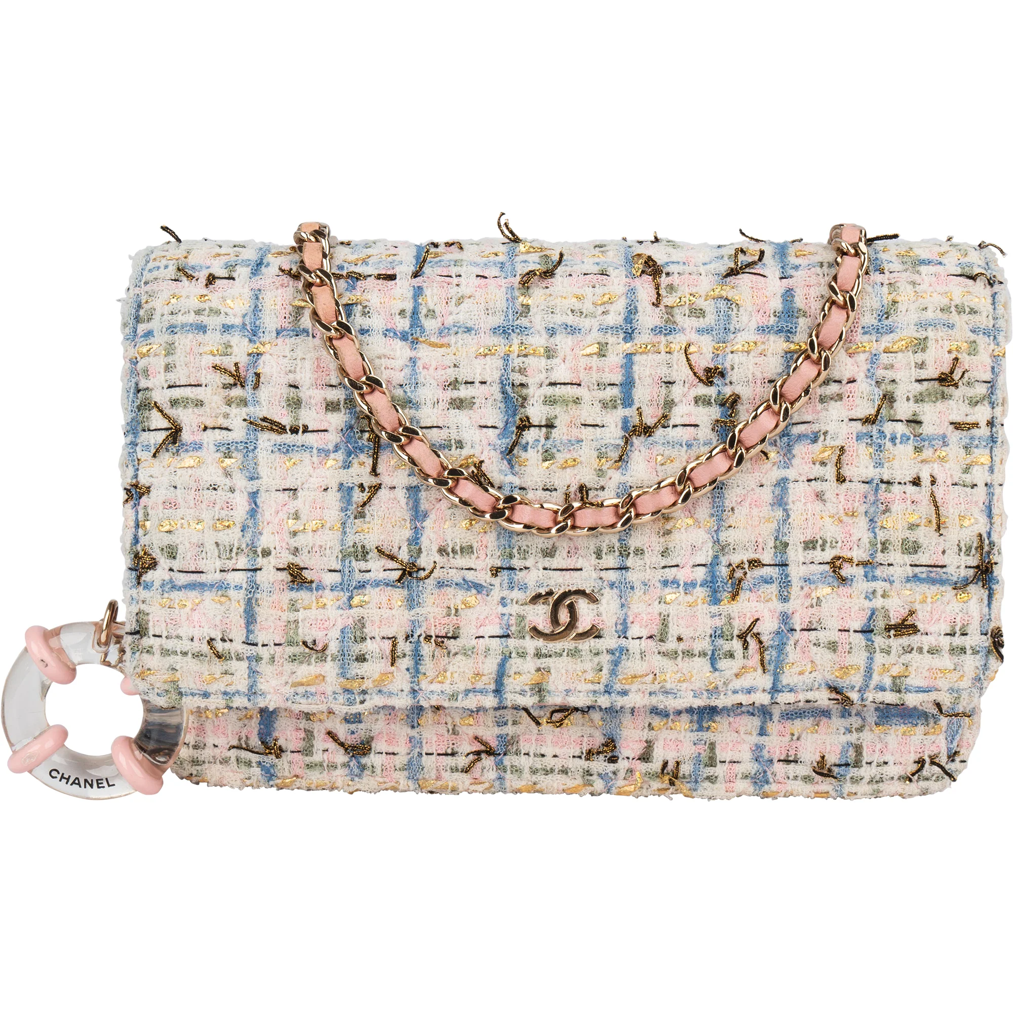 Chanel Quilted Tweed Wallet On Chain Crossbody Bag