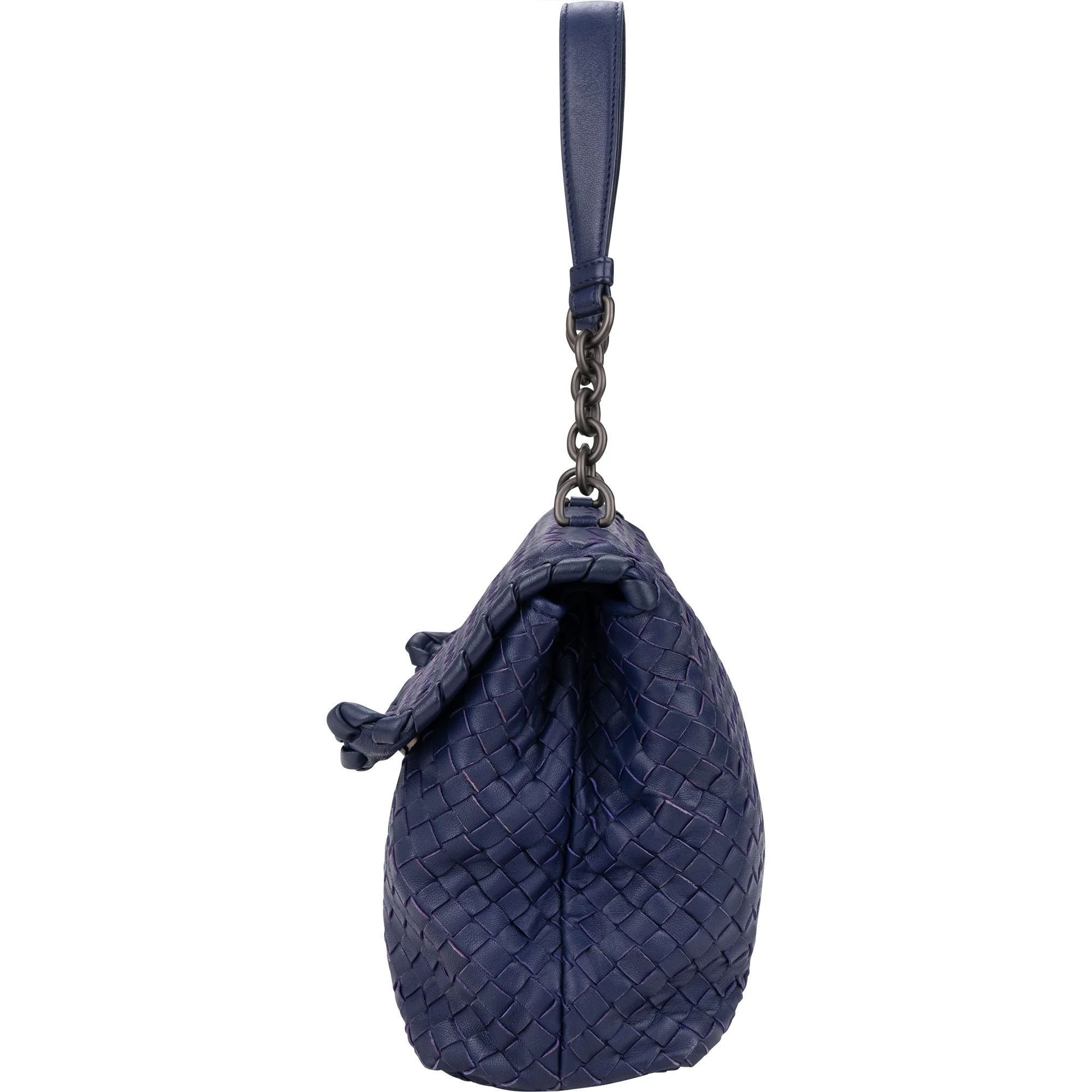 Bottega Veneta Blue Purple Intrecciato Leather Shoulder Bag
