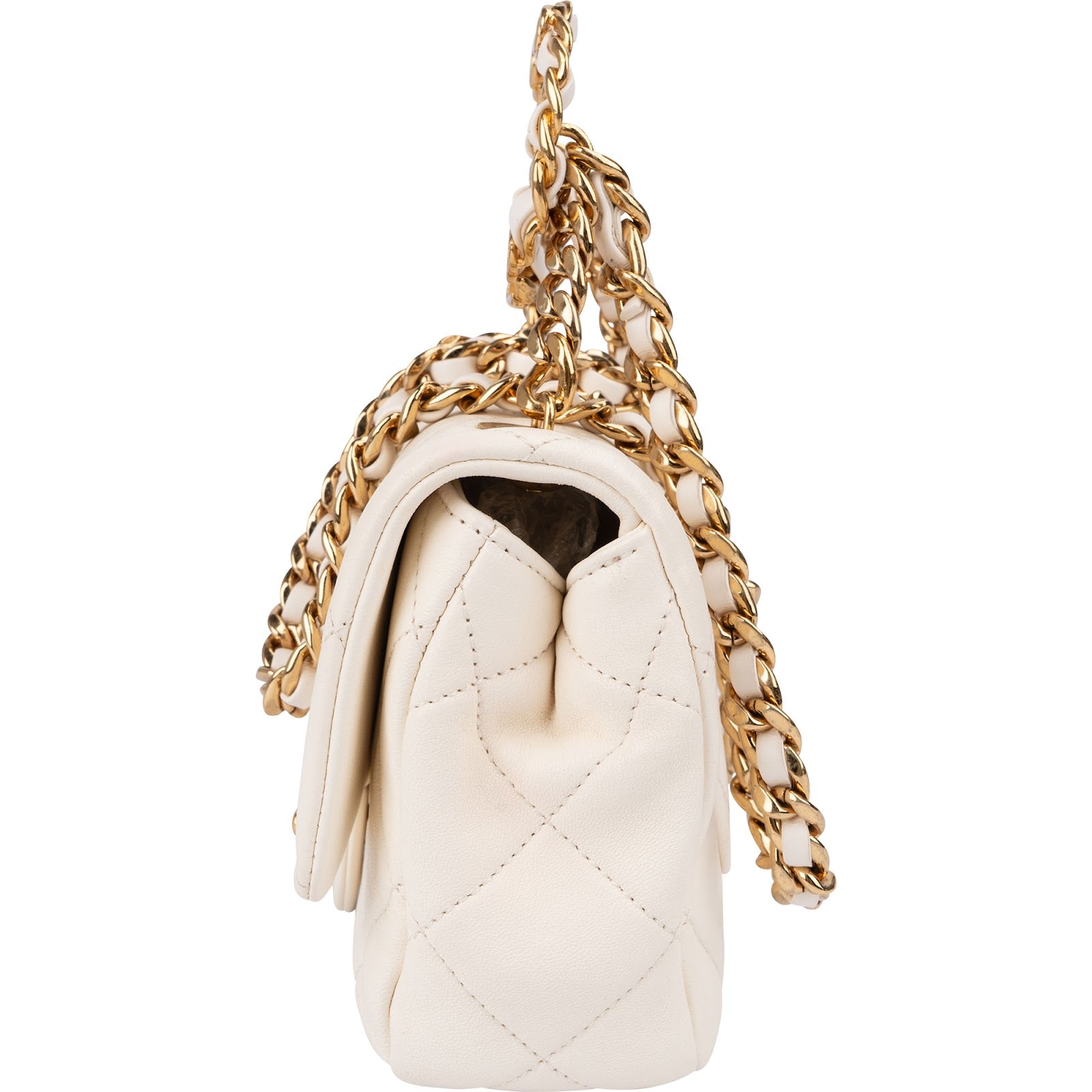 Chanel White Quilted Lambskin Mini Rectangular Flap Top Handle Crossbody Bag