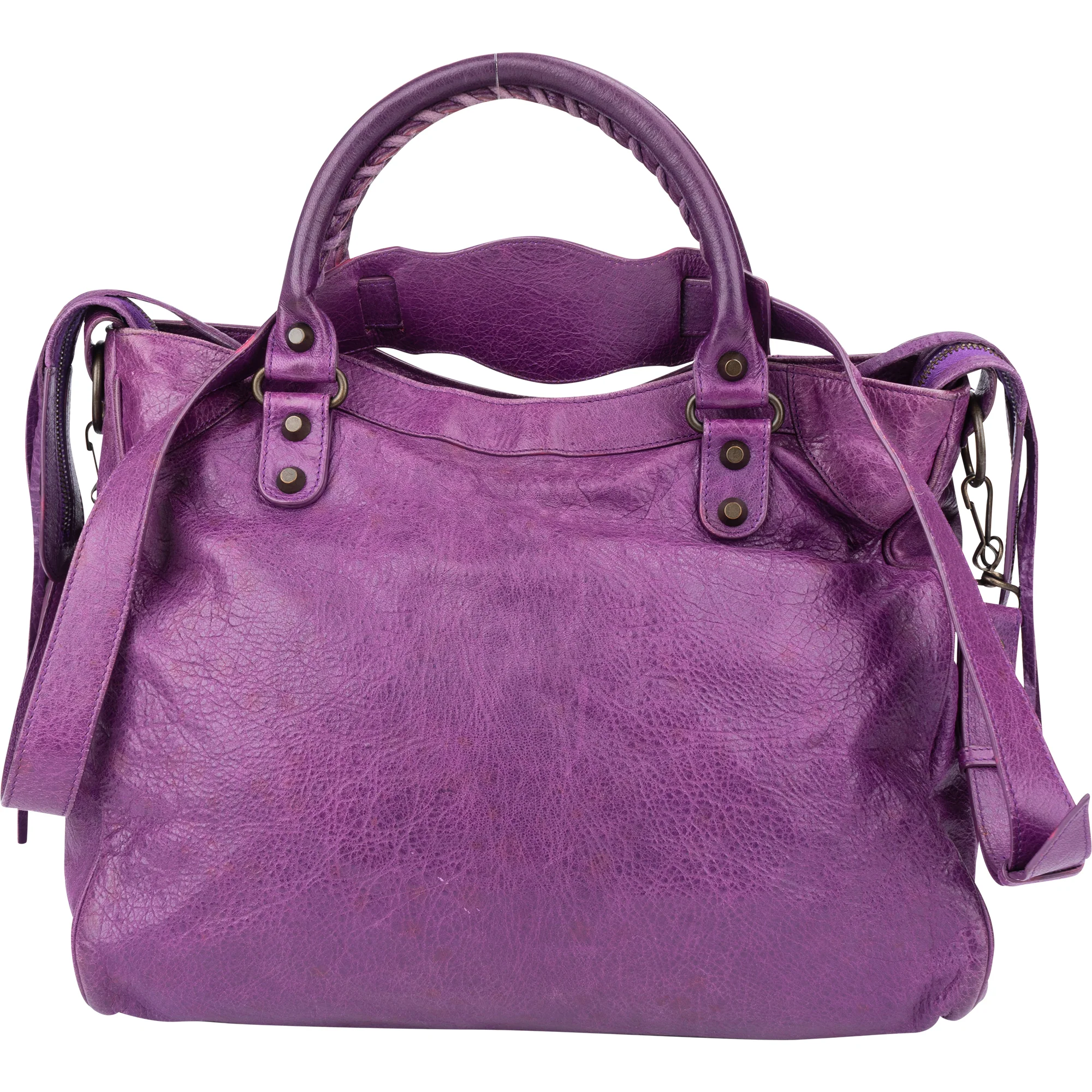 Balenciaga Purple Leather Classic City Handbag