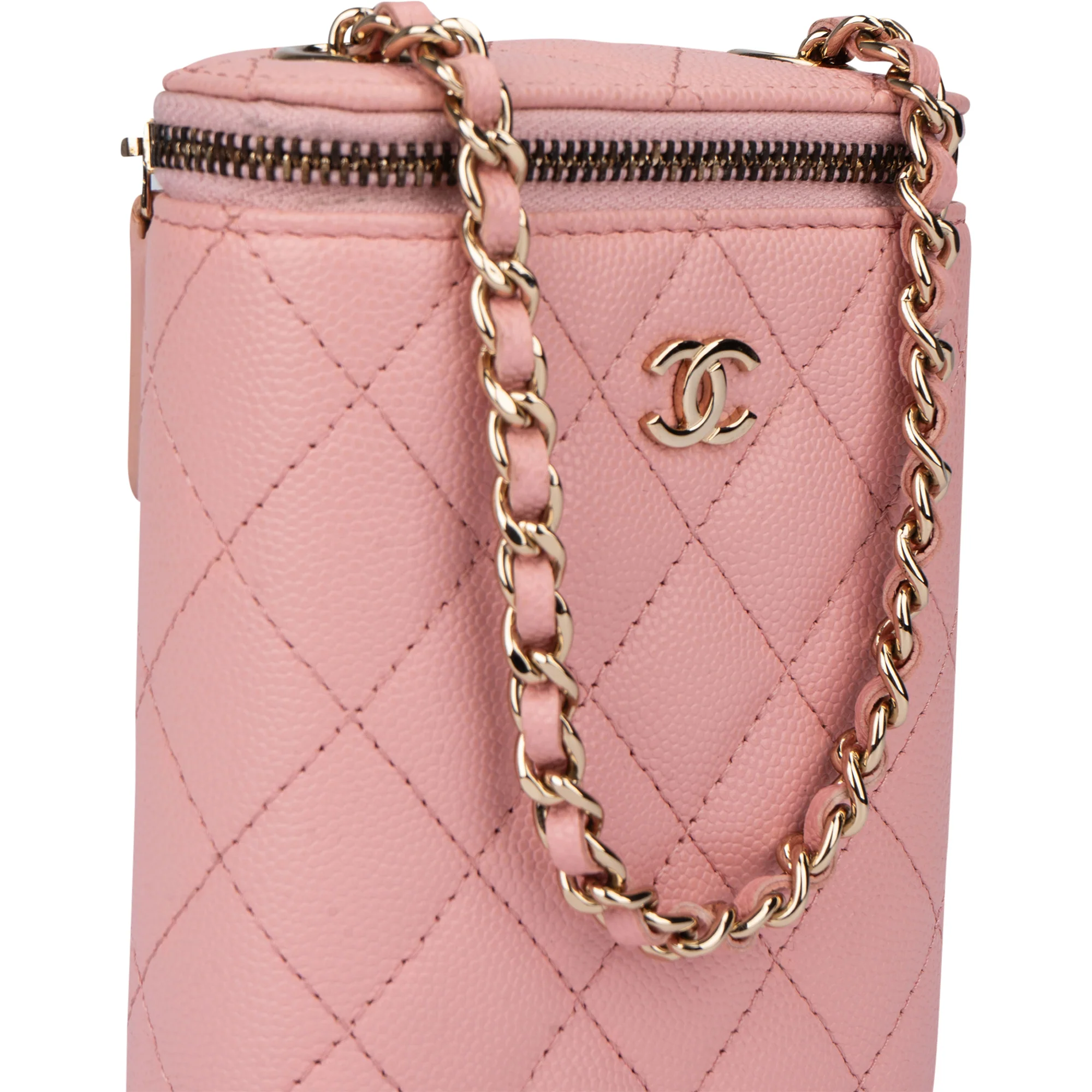 Chanel Pink Caviar Leather Mini Vertical Vanity Crossbody Bag