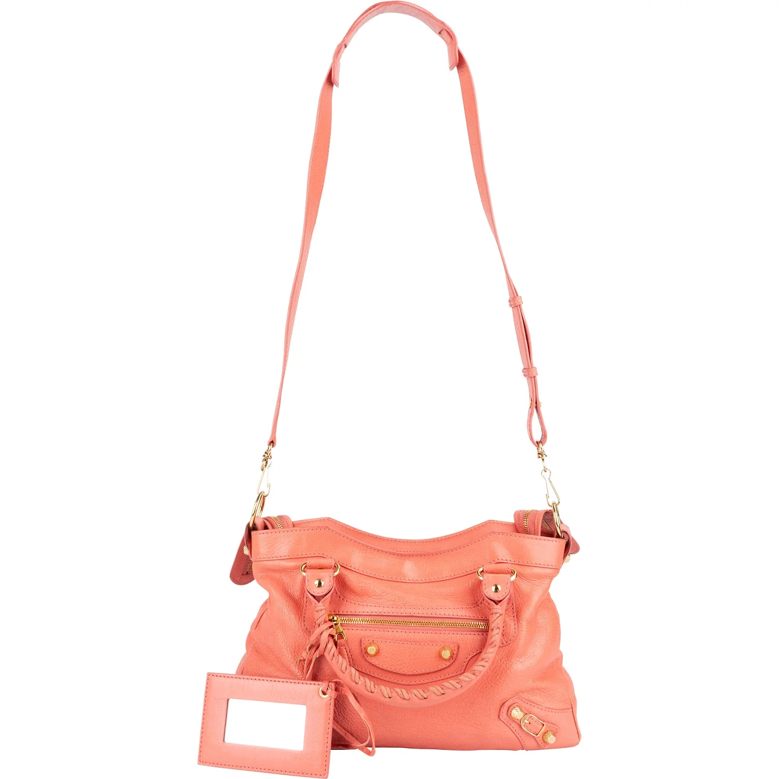 Balenciaga Coral Leather Small City Handbag