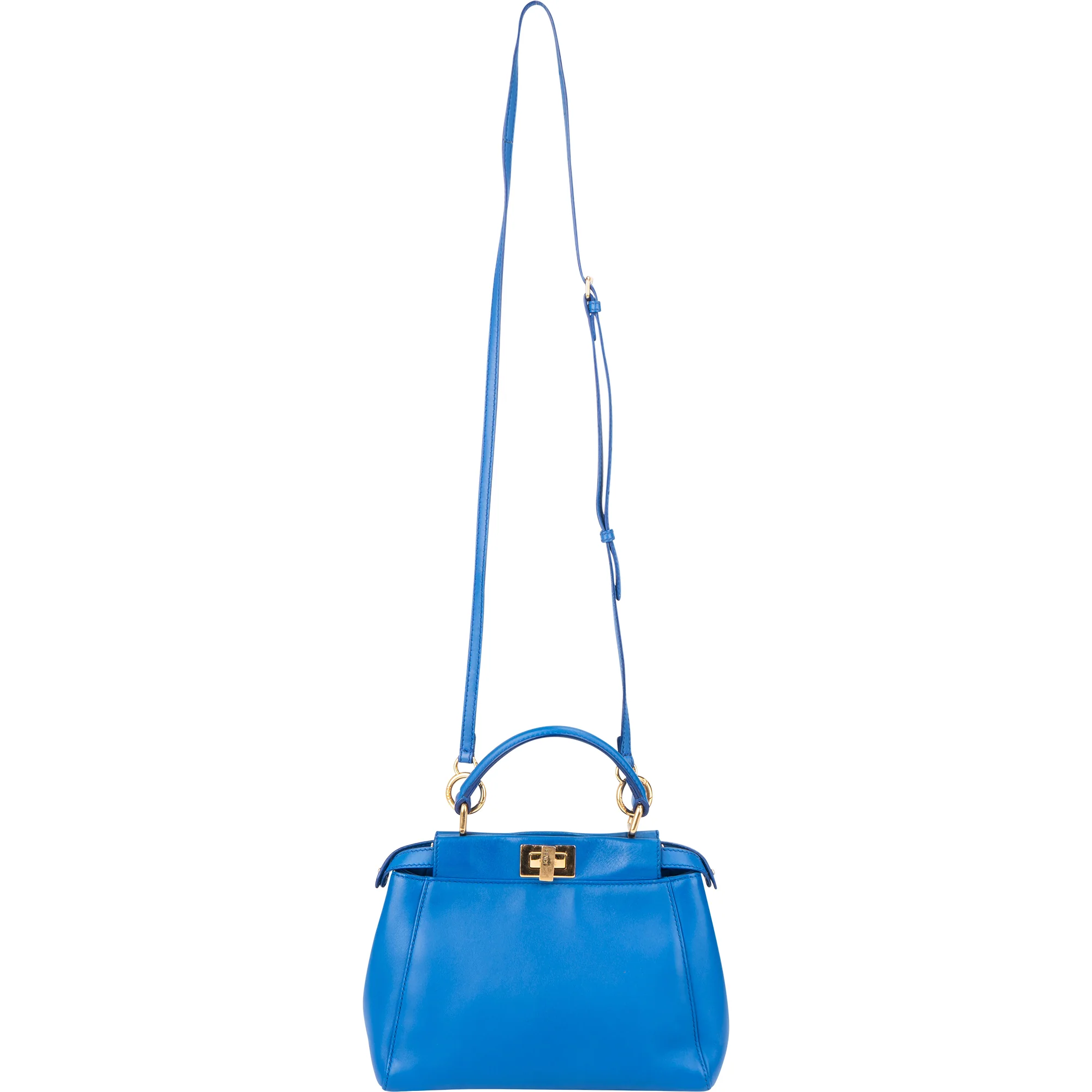 Fendi Blue Leather Peekaboo Handbag