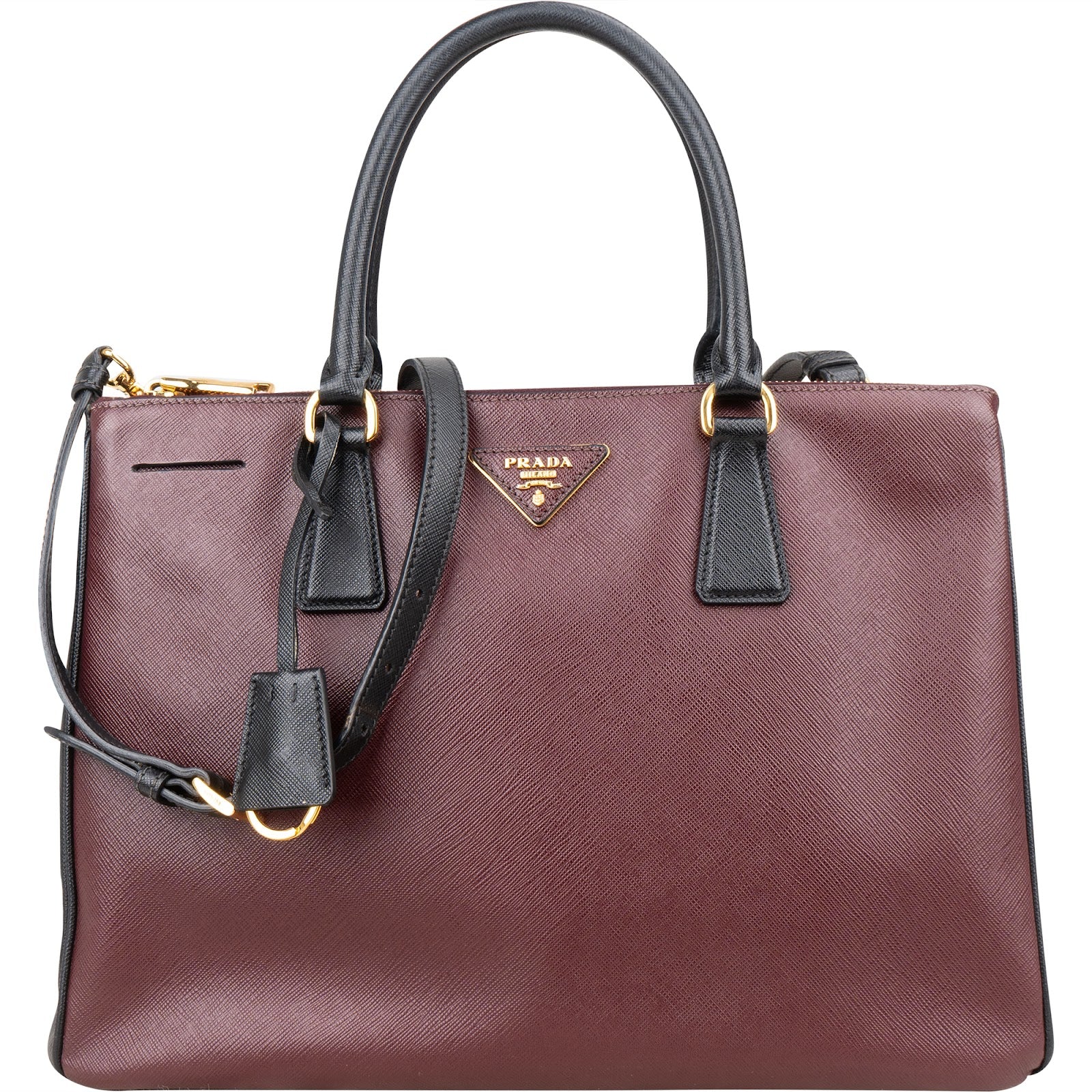 Prada Bicolor Saffiano Leather Galleria Handbag