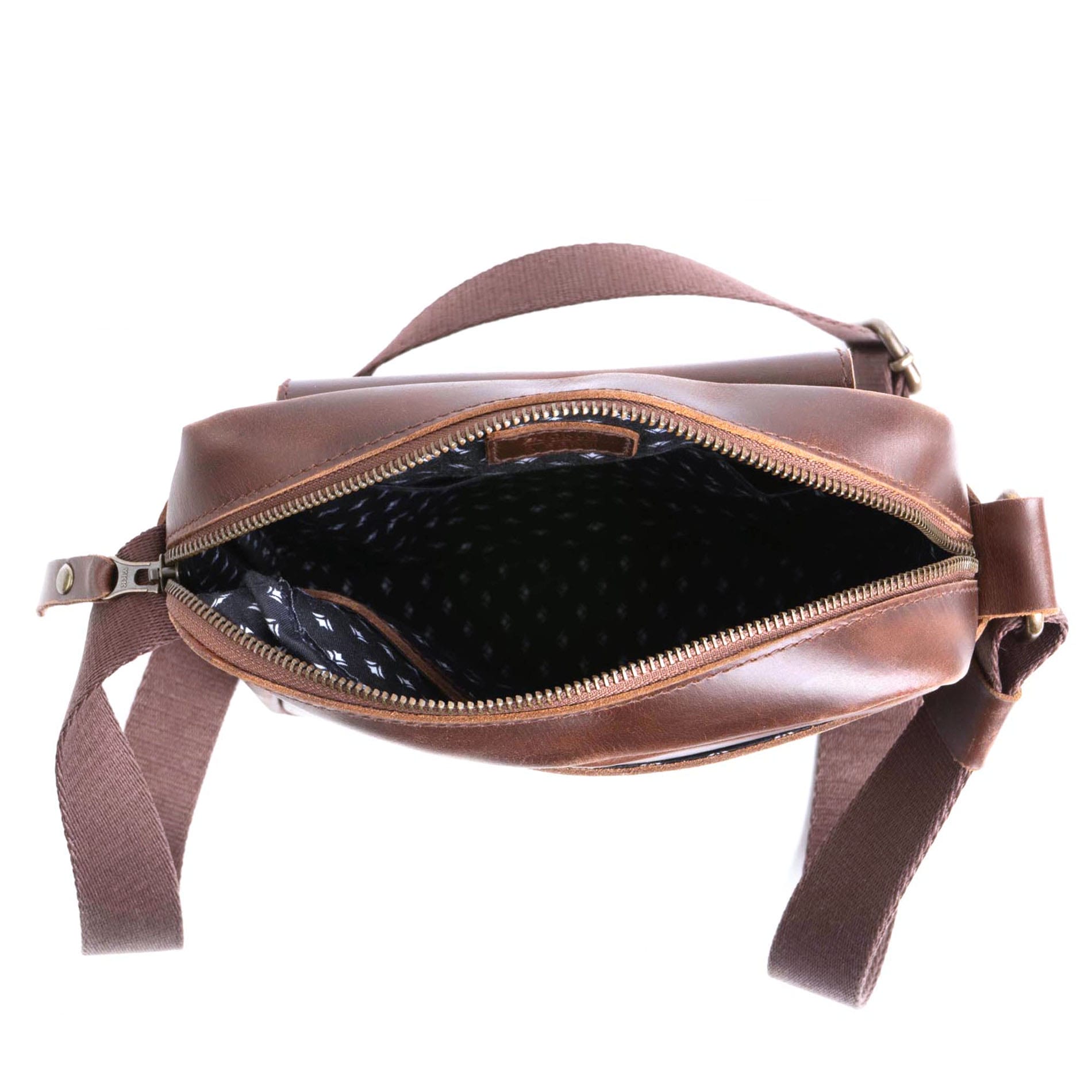 Crossbody Bag Runner Leder - BROWN/Dots