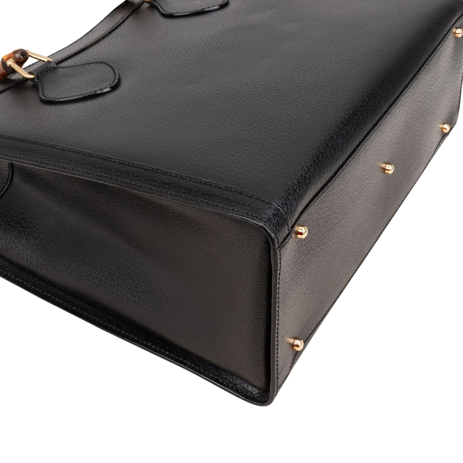 Gucci Black Leather Bamboo Handle Handbag