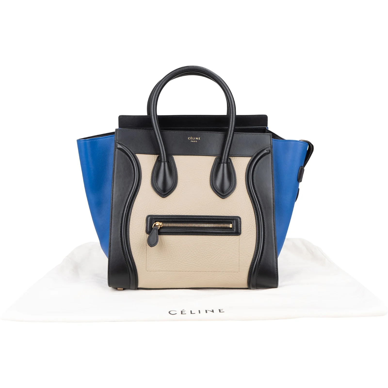 Céline Tricolor Leather Luggage Handbag