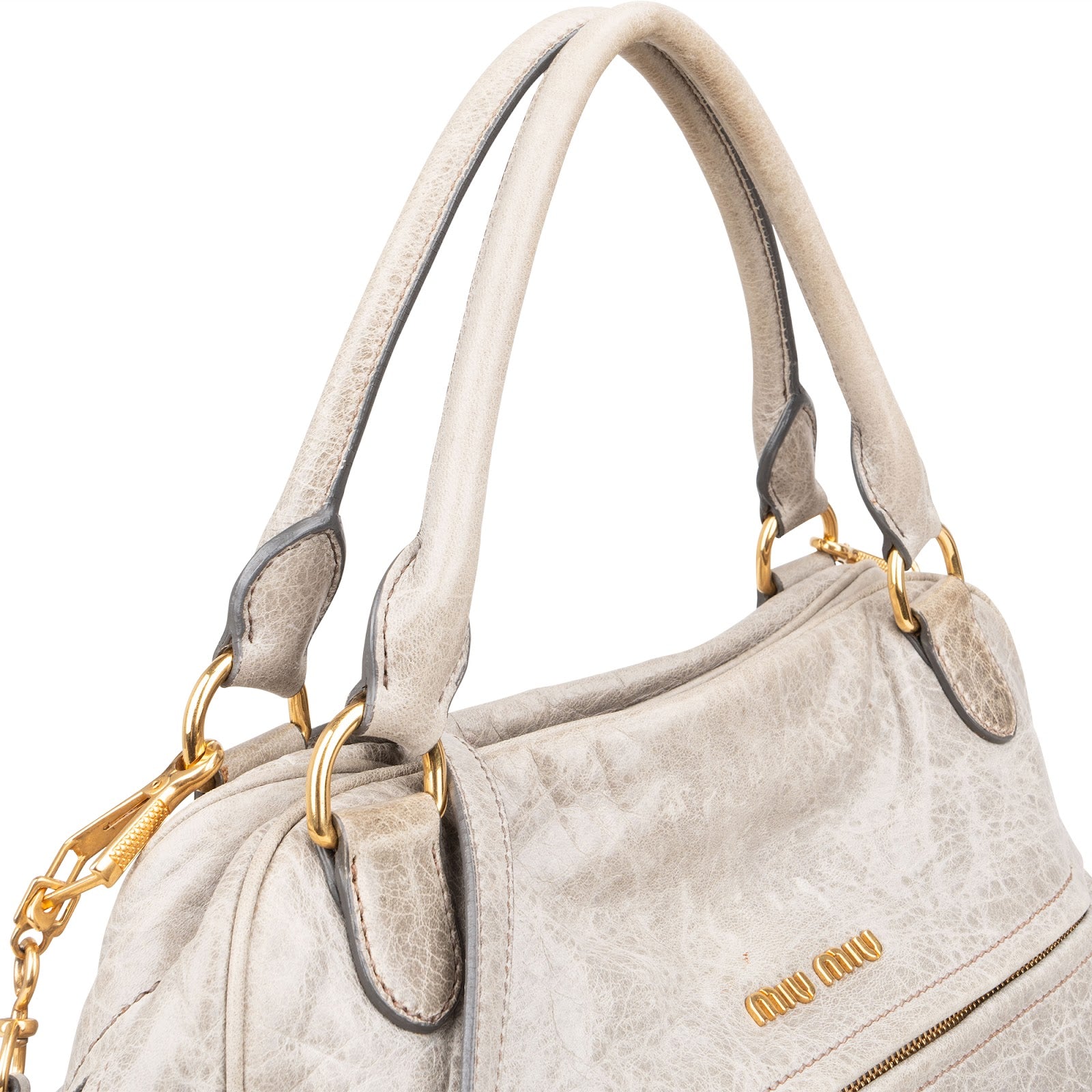 Miu Miu Vitello Lux Leather Padlock Handbag