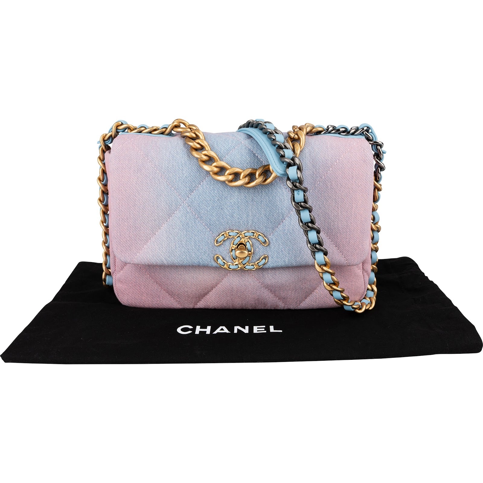 Chanel - 19 Quilted Denim Sky Ombre Crossbody Bag