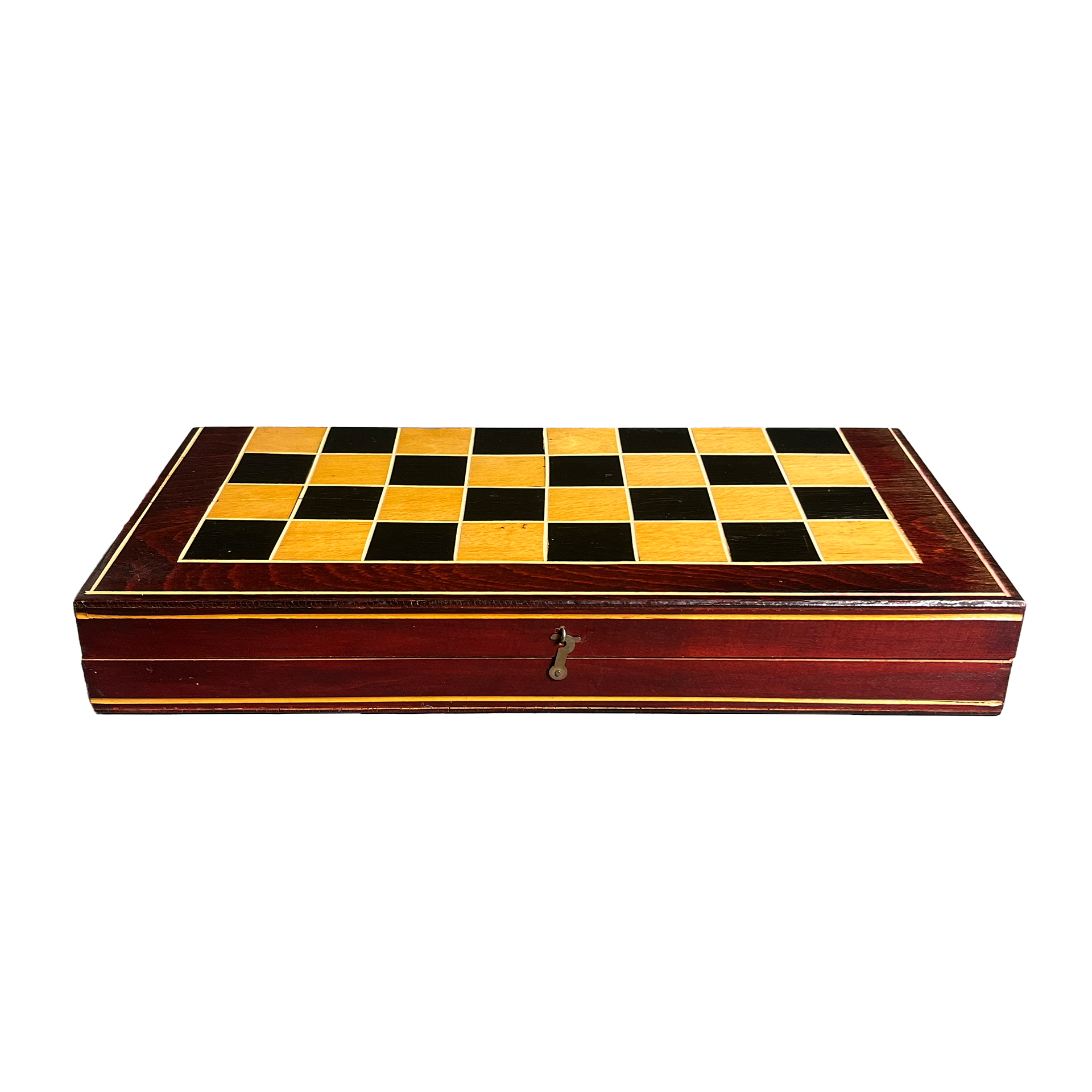 Schachbrett / Backgammon aus Holz mit Figuren - Vintage