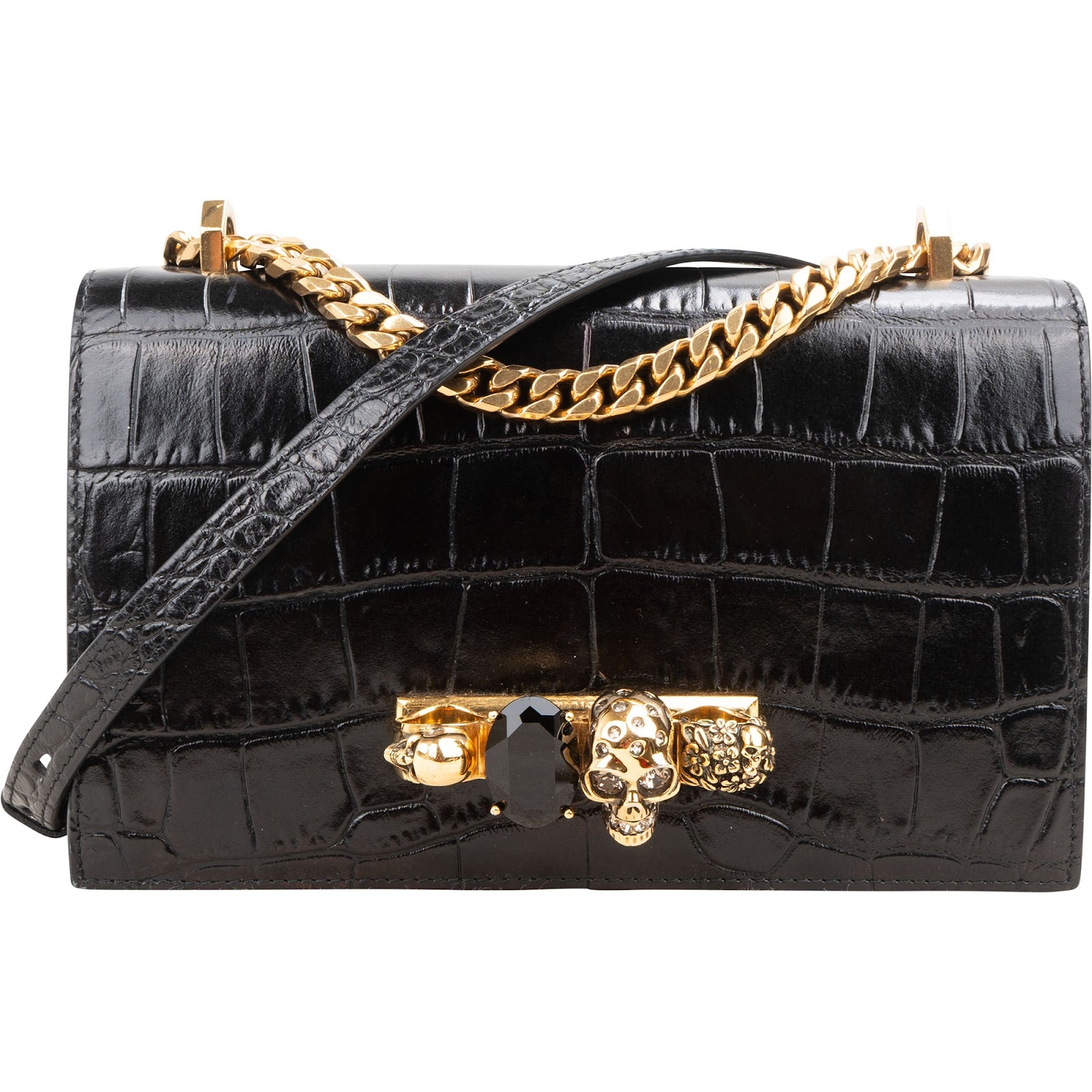 Alexander McQueen – Croc Jewelled Knuckle Crossbody Bag