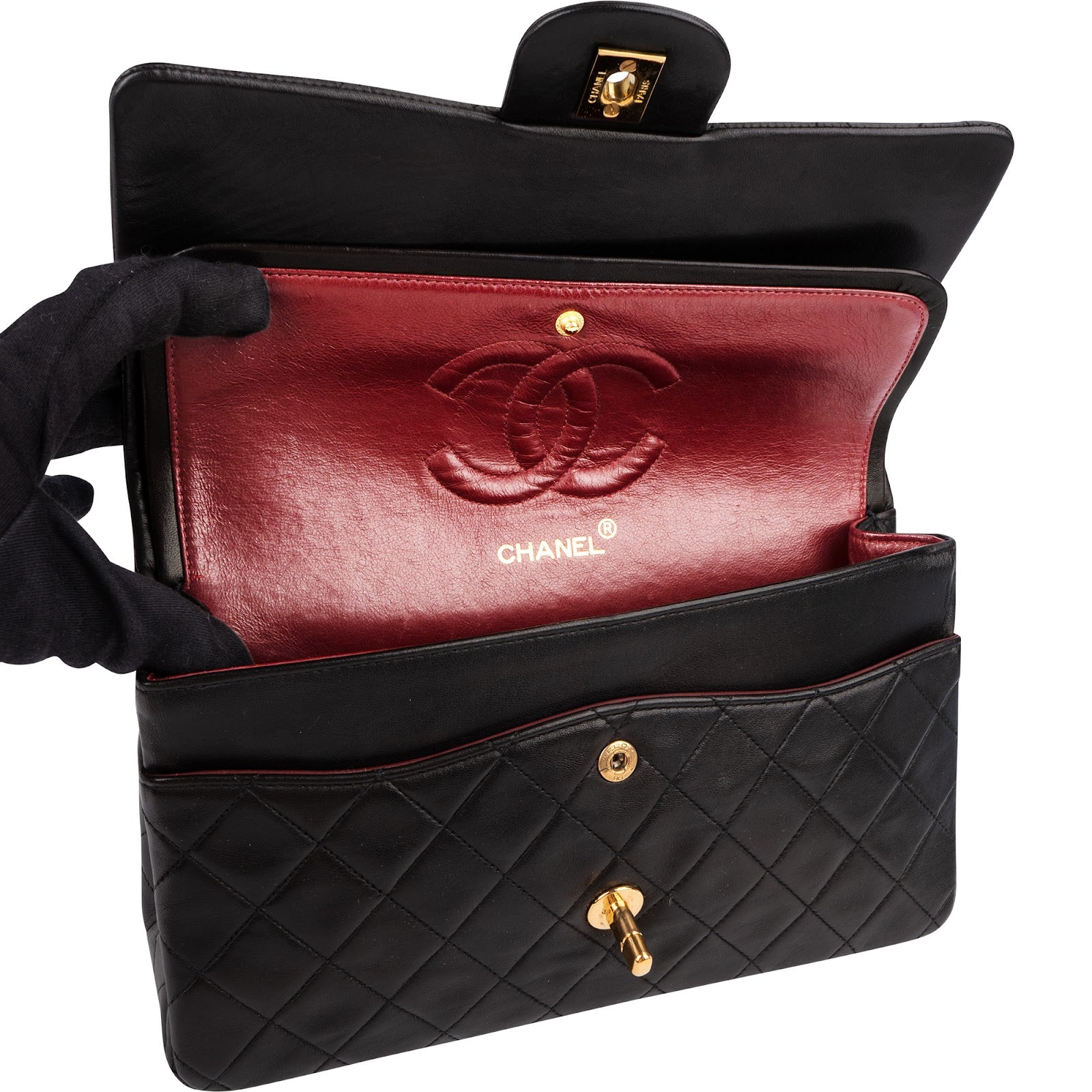 Chanel Quilted Lambskin 24K Gold Medium Double Flap Shoulder Bag