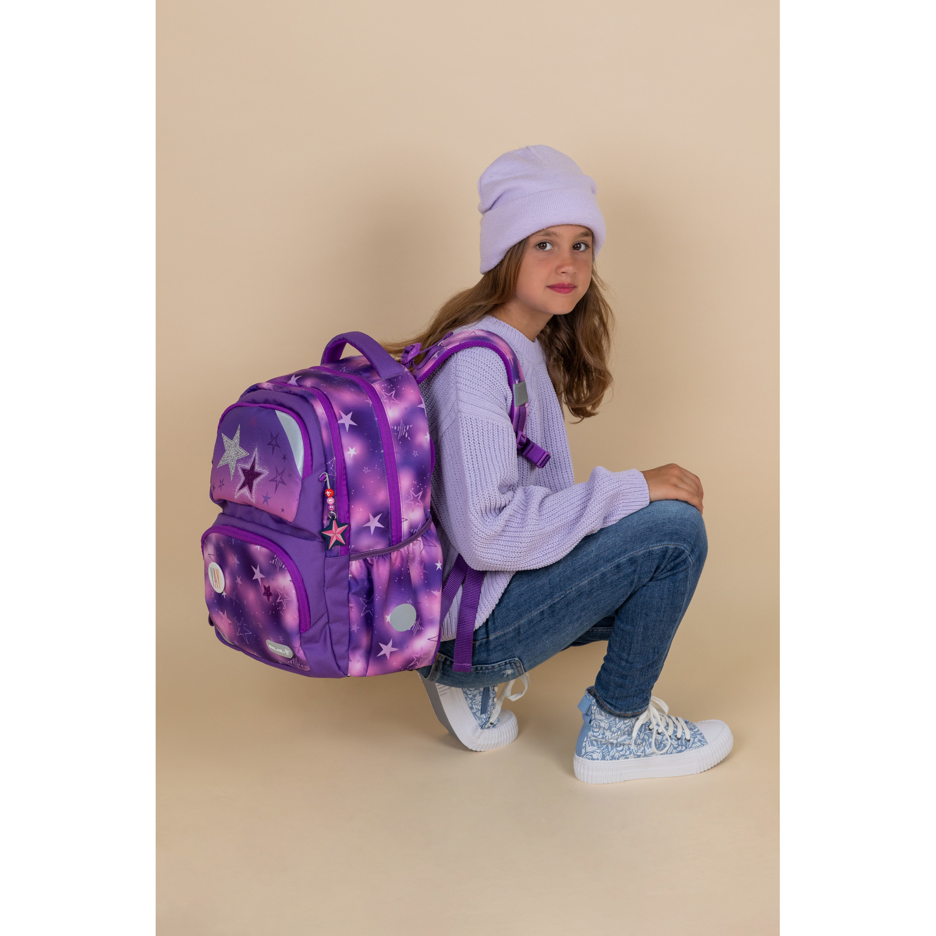 Maxi Pack Schulrucksack mit Brustgurt 2tlg. Set - "Stars"