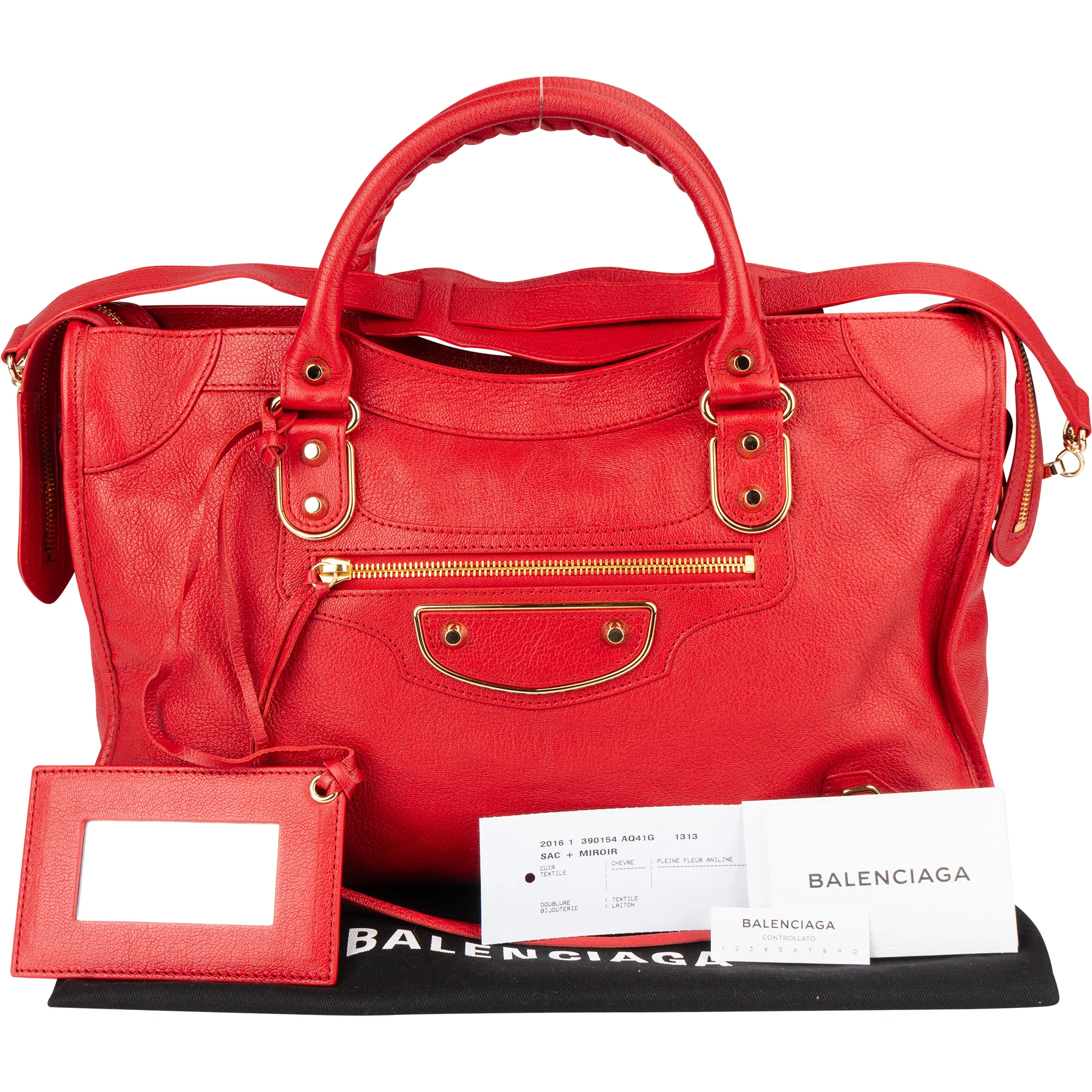 Balenciaga Red Leather City Handbag