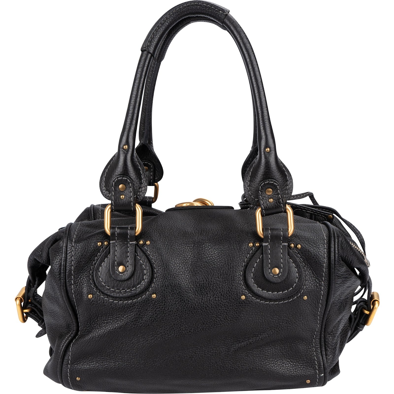 Chloé Pebbled Leather Studded Paddington Satchel Handbag