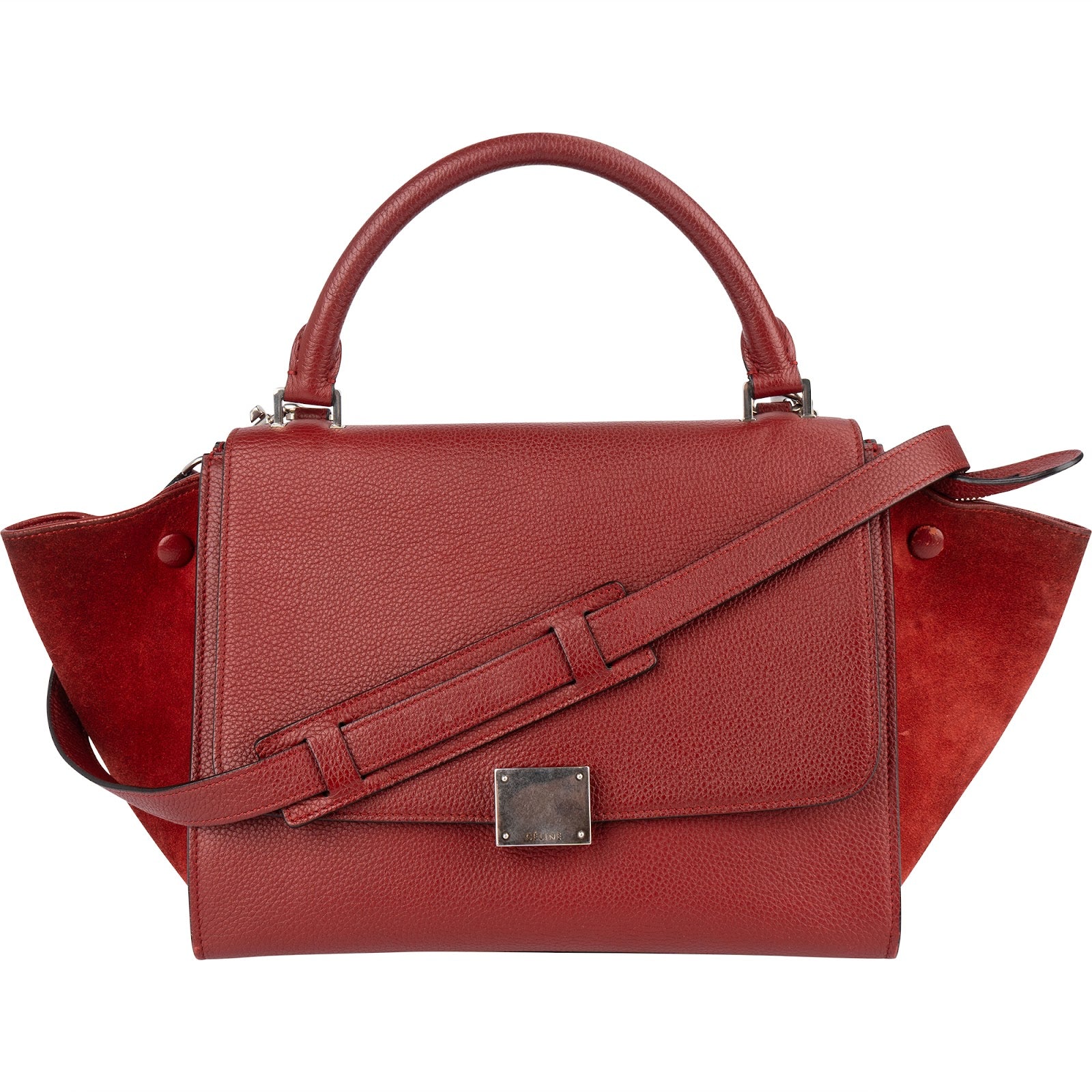 Celine Grained Leather and Suede Trapeze Handbag