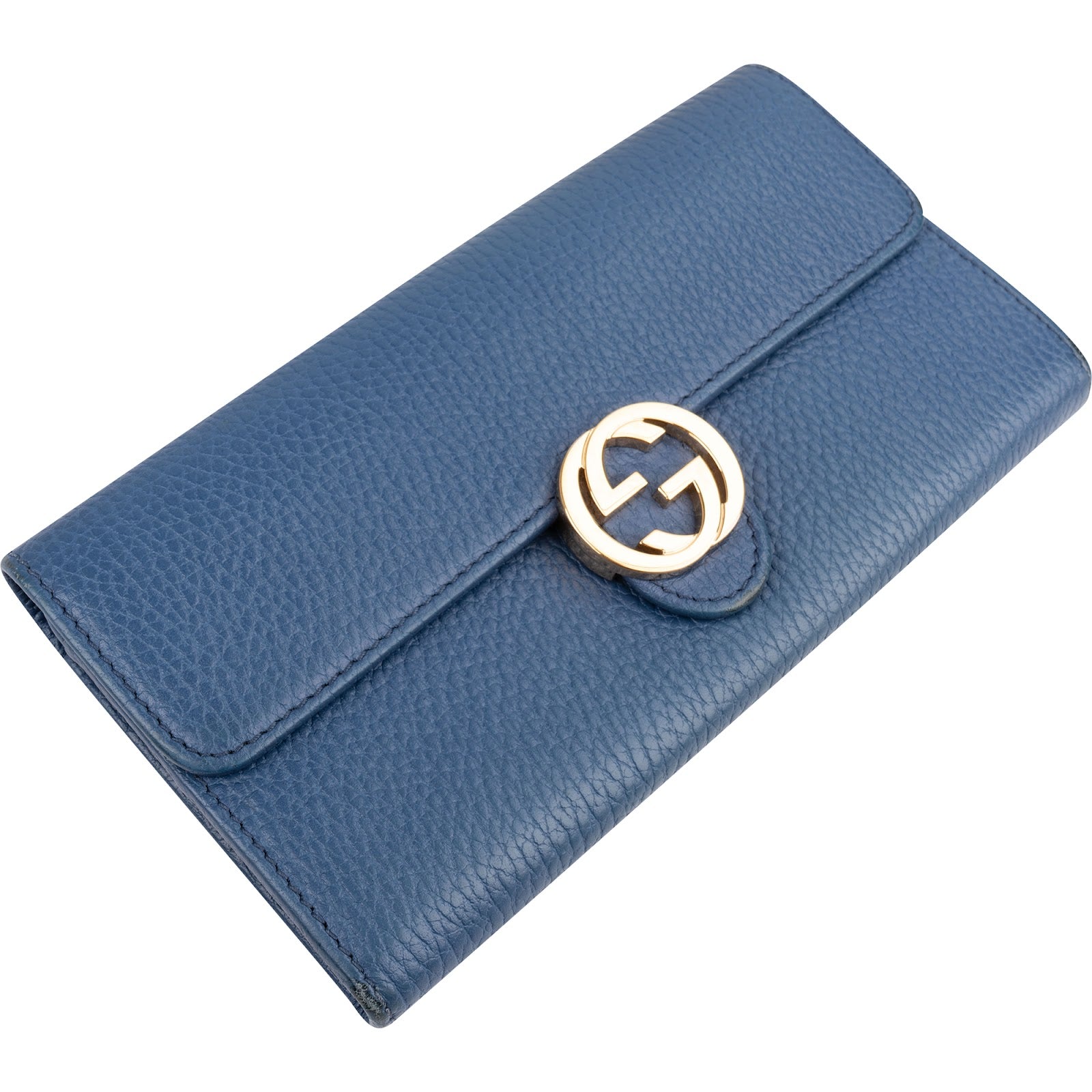 Gucci Pebbled Leather Interlocking GG Continental Wallet