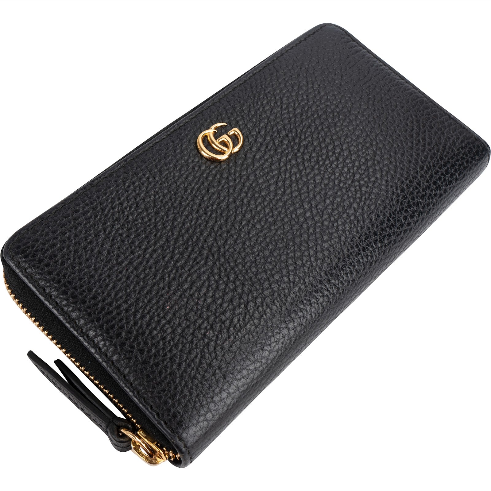 Gucci Pebbled Leather GG Zip Around Wallet
