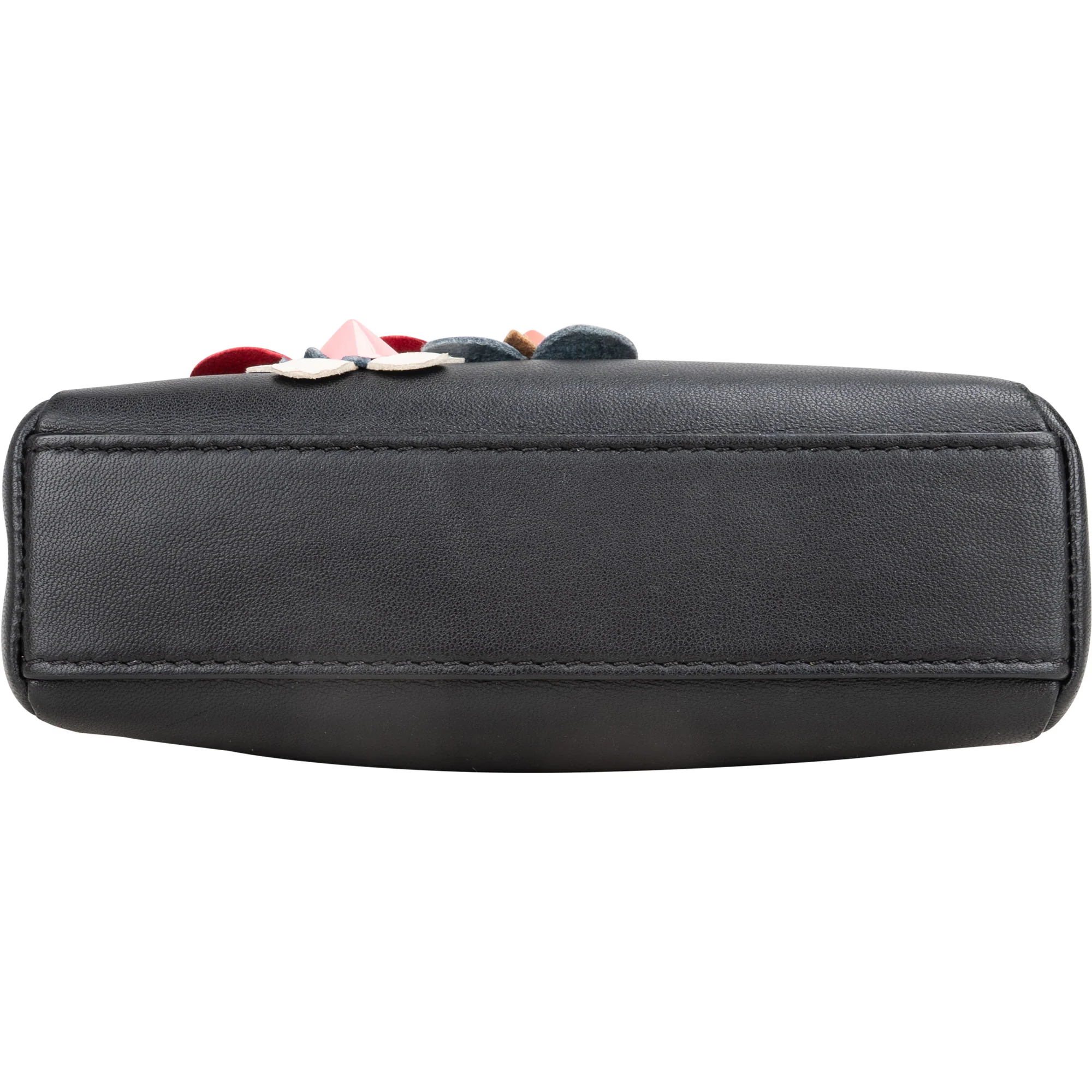 Fendi Black Leather Floral Mini Peekaboo Handbag