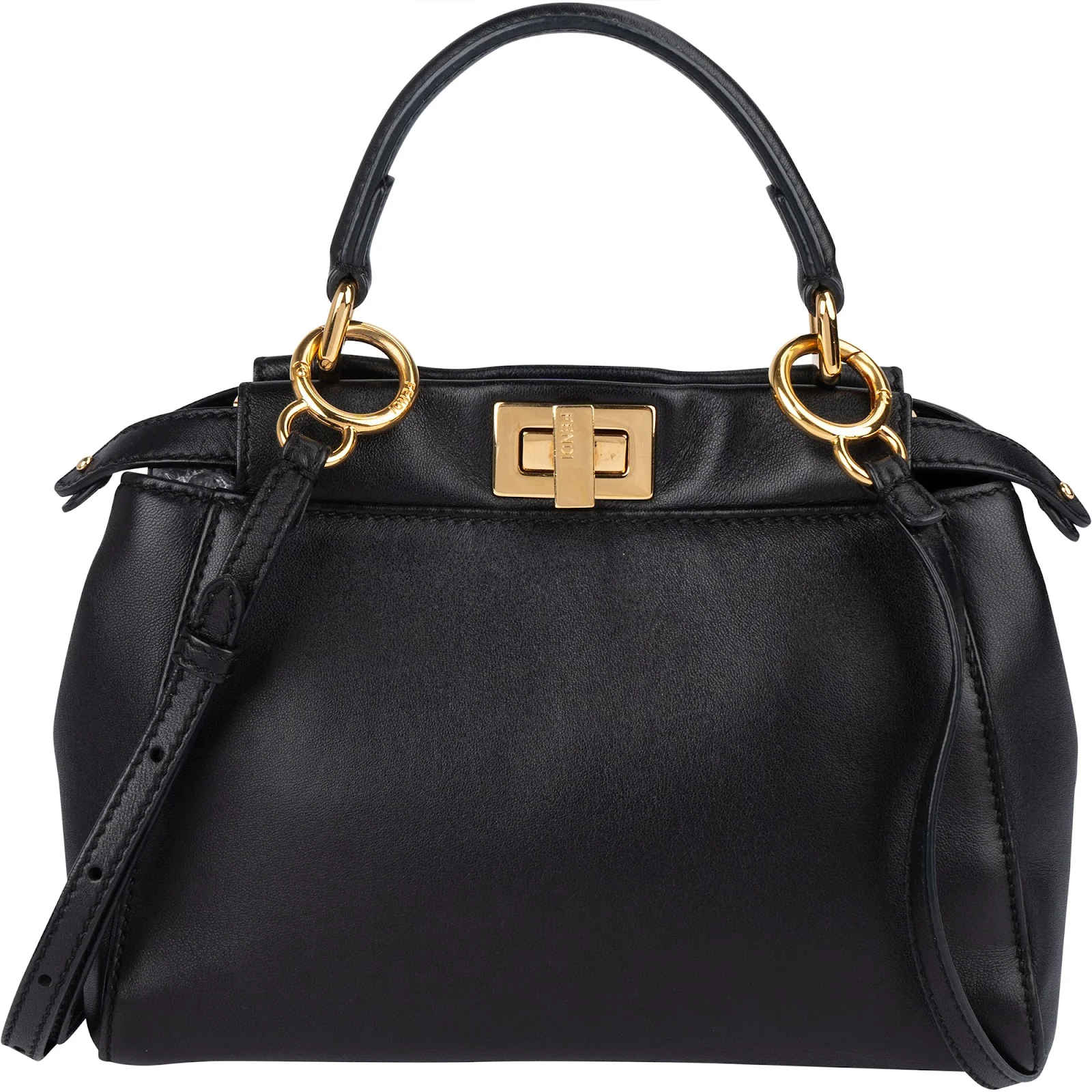 Fendi Black Leather Mini Peekaboo Handbag