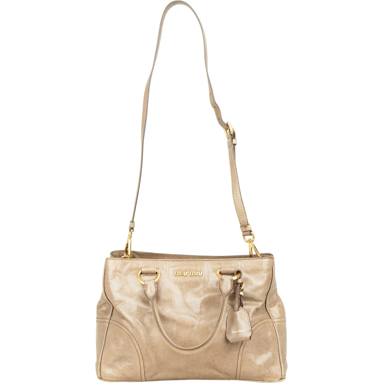 Miu Miu Vitello Lux Leather Tote Handbag