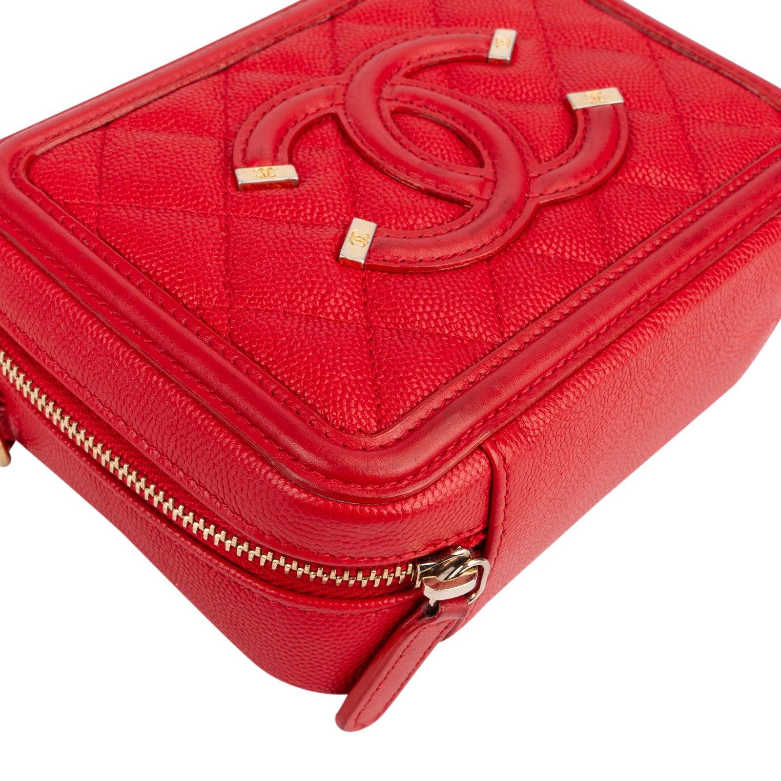 Chanel Quilted Caviar Leather Small Filigree Vanity Case Crossbody
