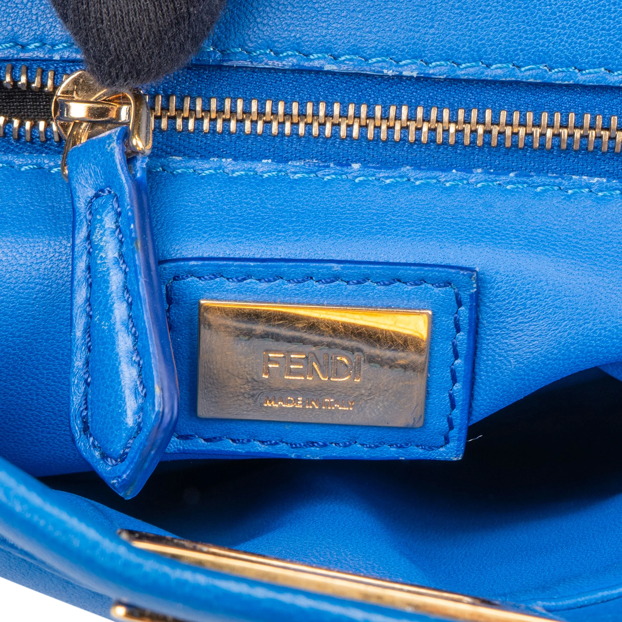 Fendi Blue Leather Peekaboo Handbag