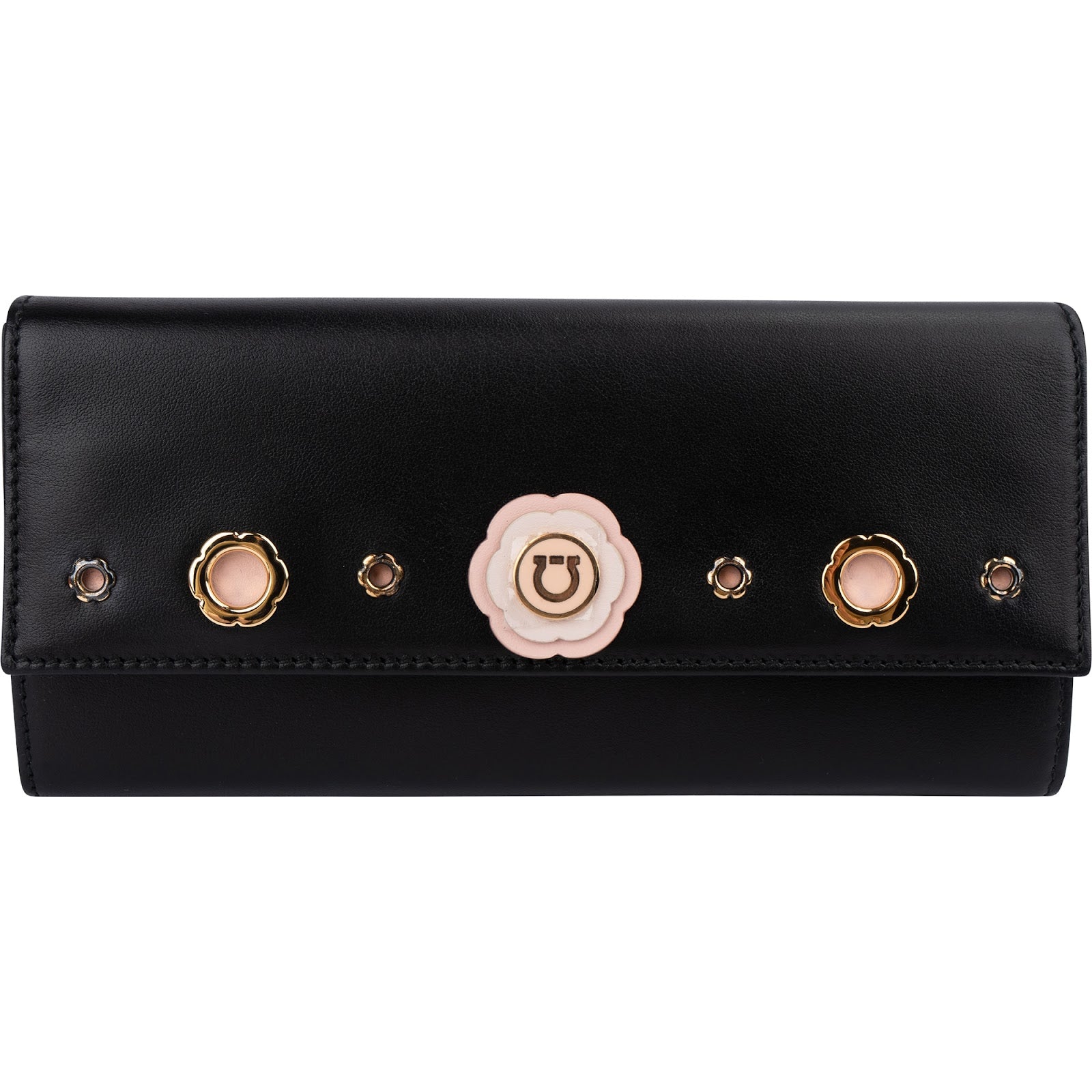 Salvatore Ferragamo Leather Diadora Pins Flap Wallet