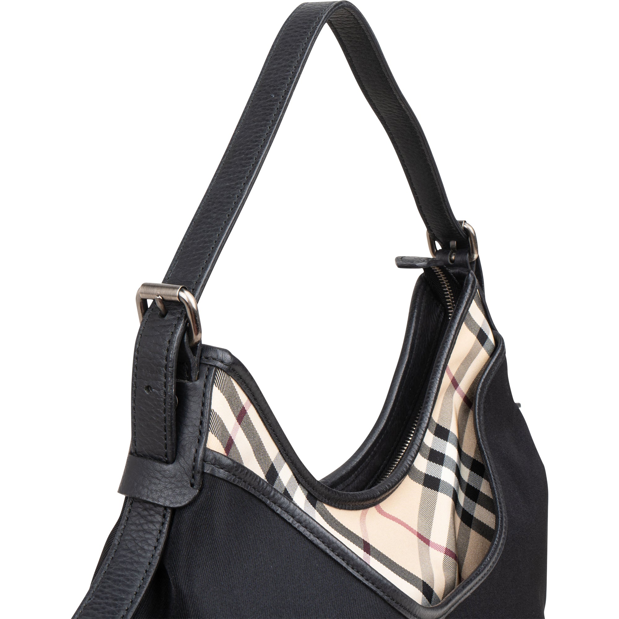 Burberry Nova-Check Monogram Hobo Shoulder Bag