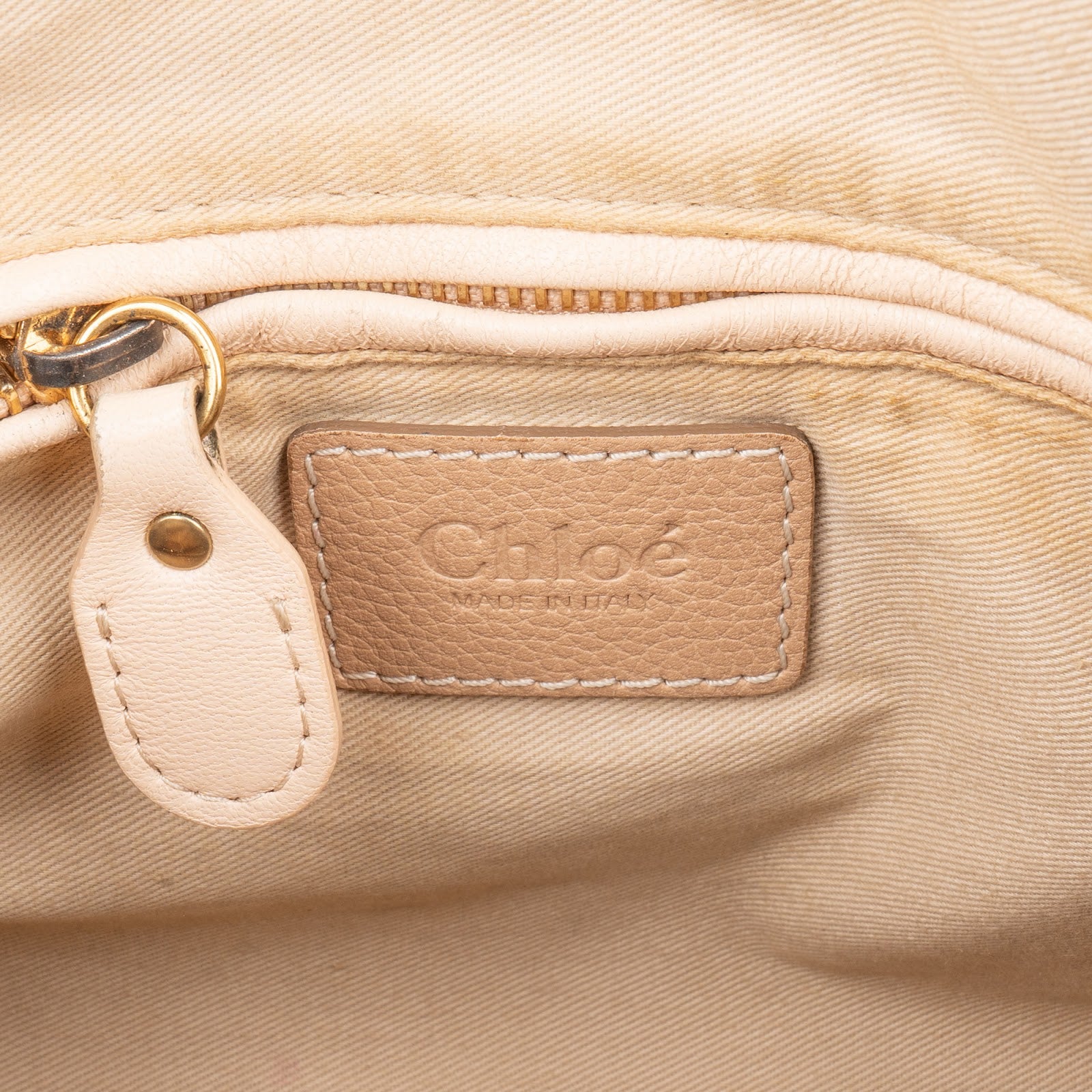 Chloé Beige Pebbled Leather Paraty Handbag