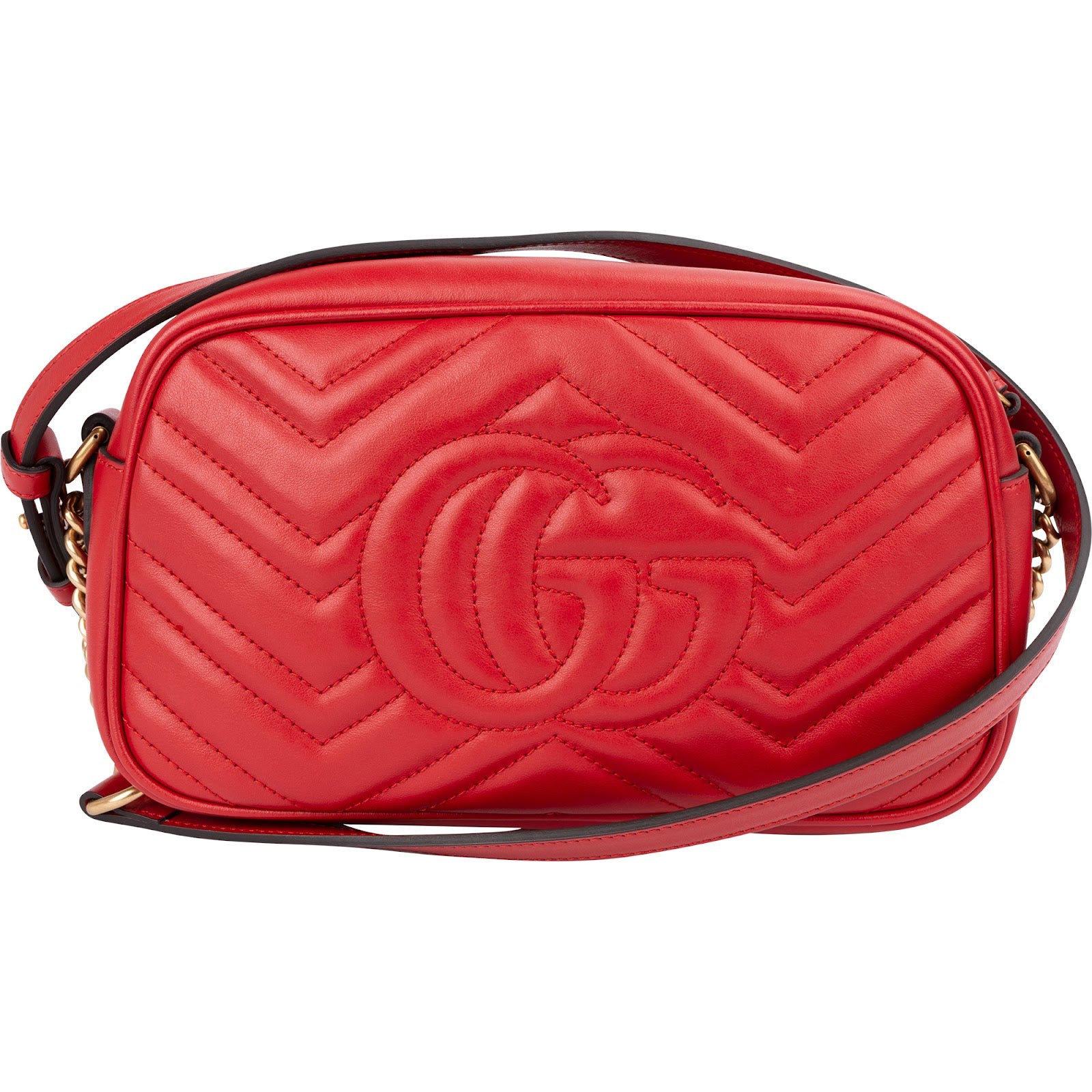 Gucci Chevron Leather GG Marmont Medium Crossbody Bag