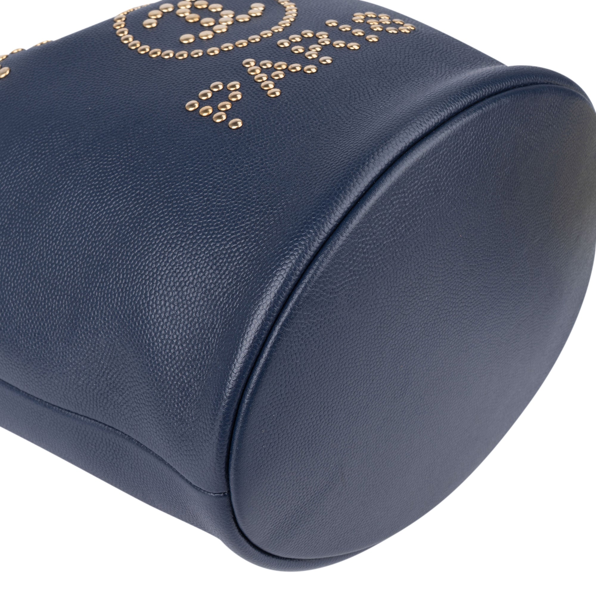 Chanel Bleu Caviar Leather Deauville Bucket Crossbody Bag
