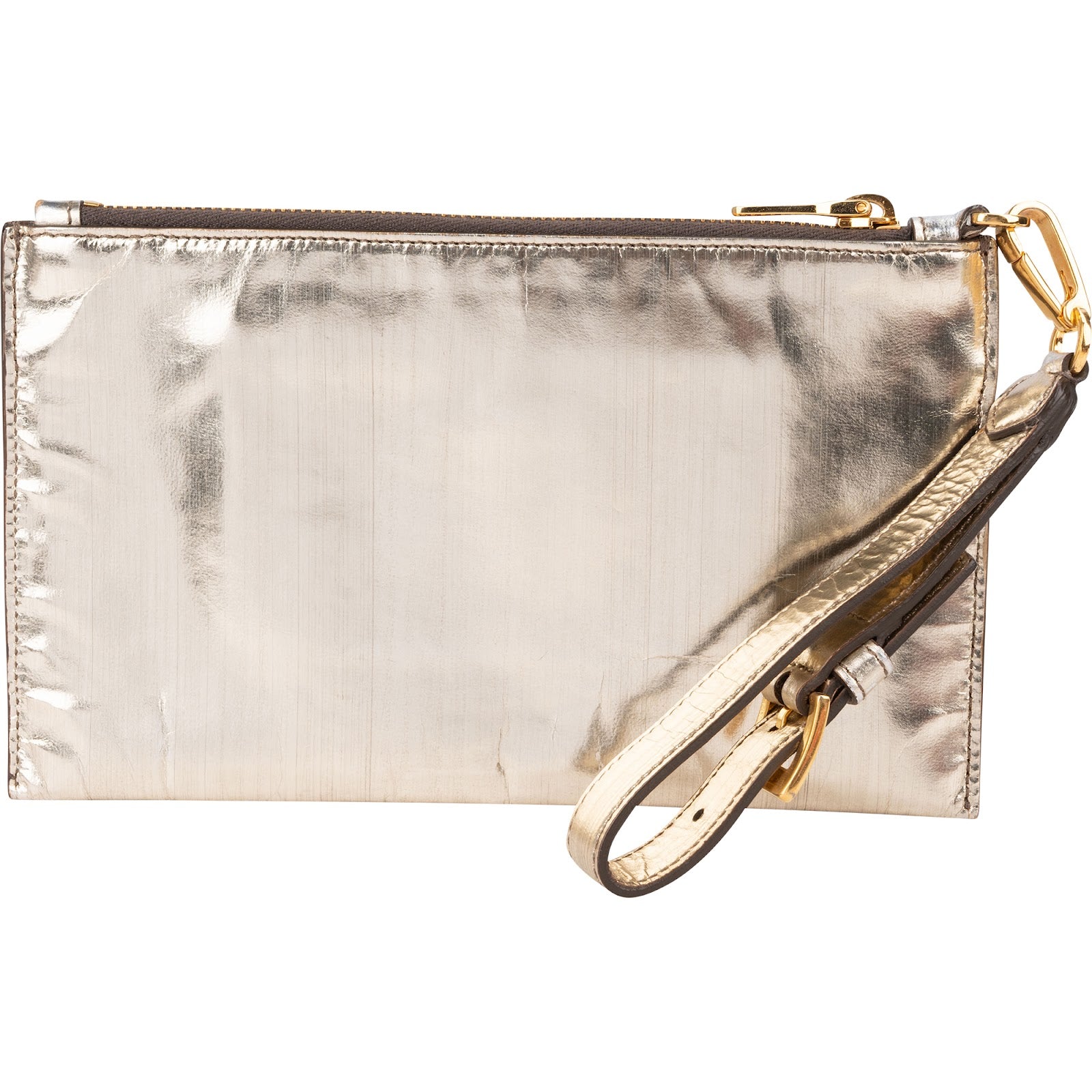 Miu Miu Metallic Leather Emblem Pouch Bag