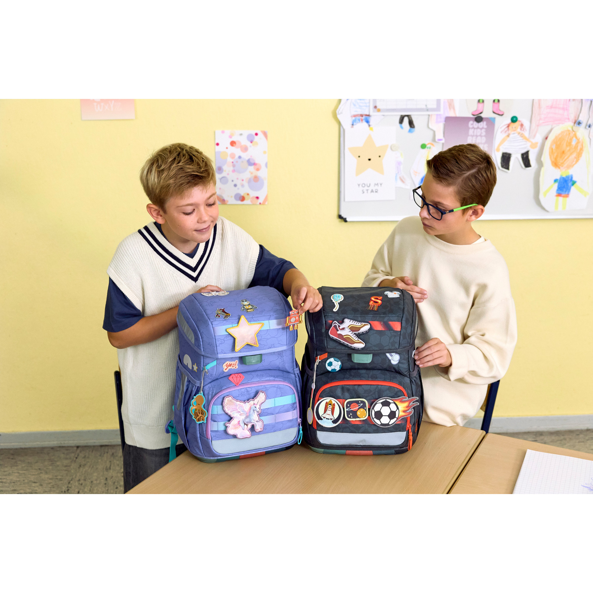 School Set Light Unique Schulranzenset 5tlg. - Football deep blue