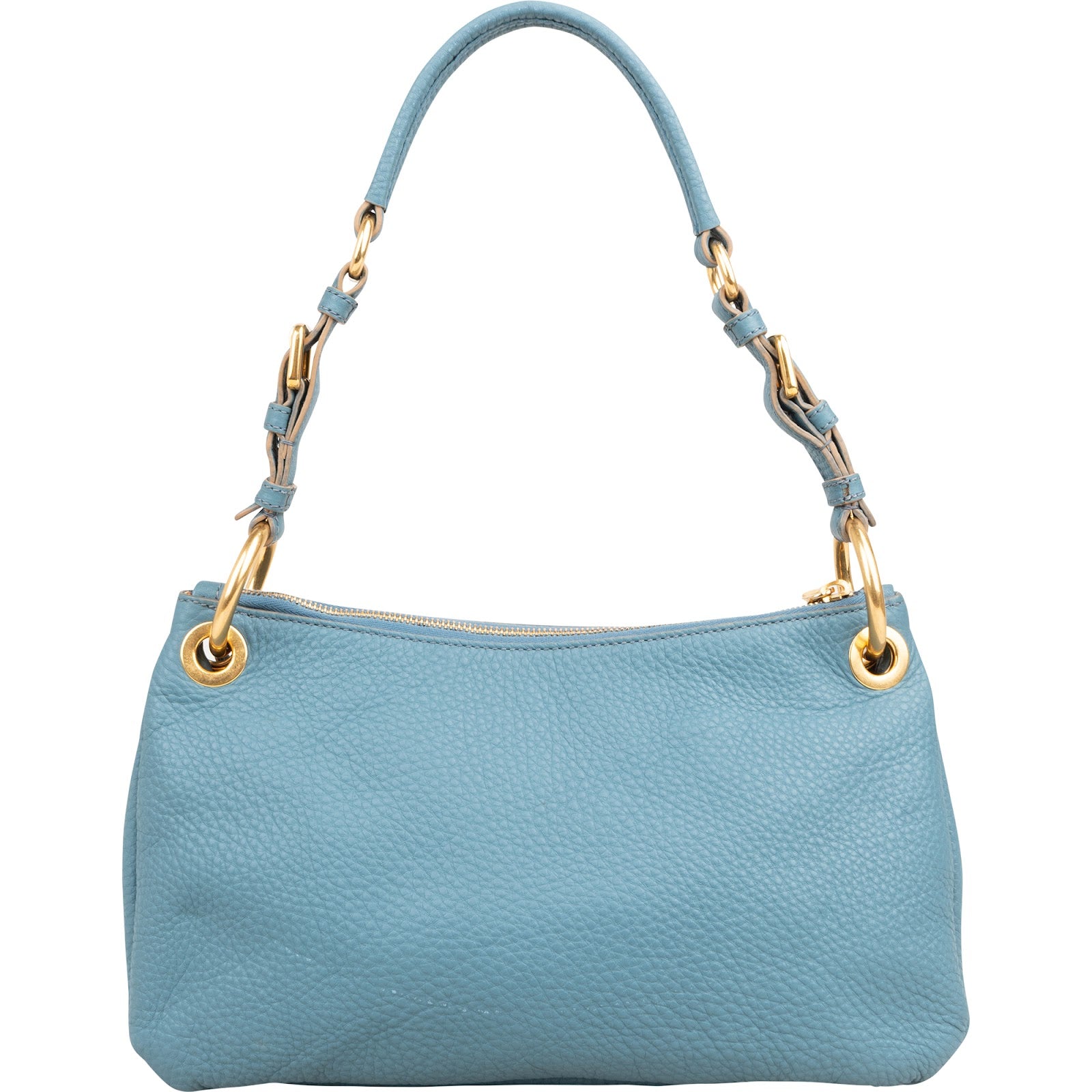 Prada Blue Vitello Daino Hobo Shoulder Bag