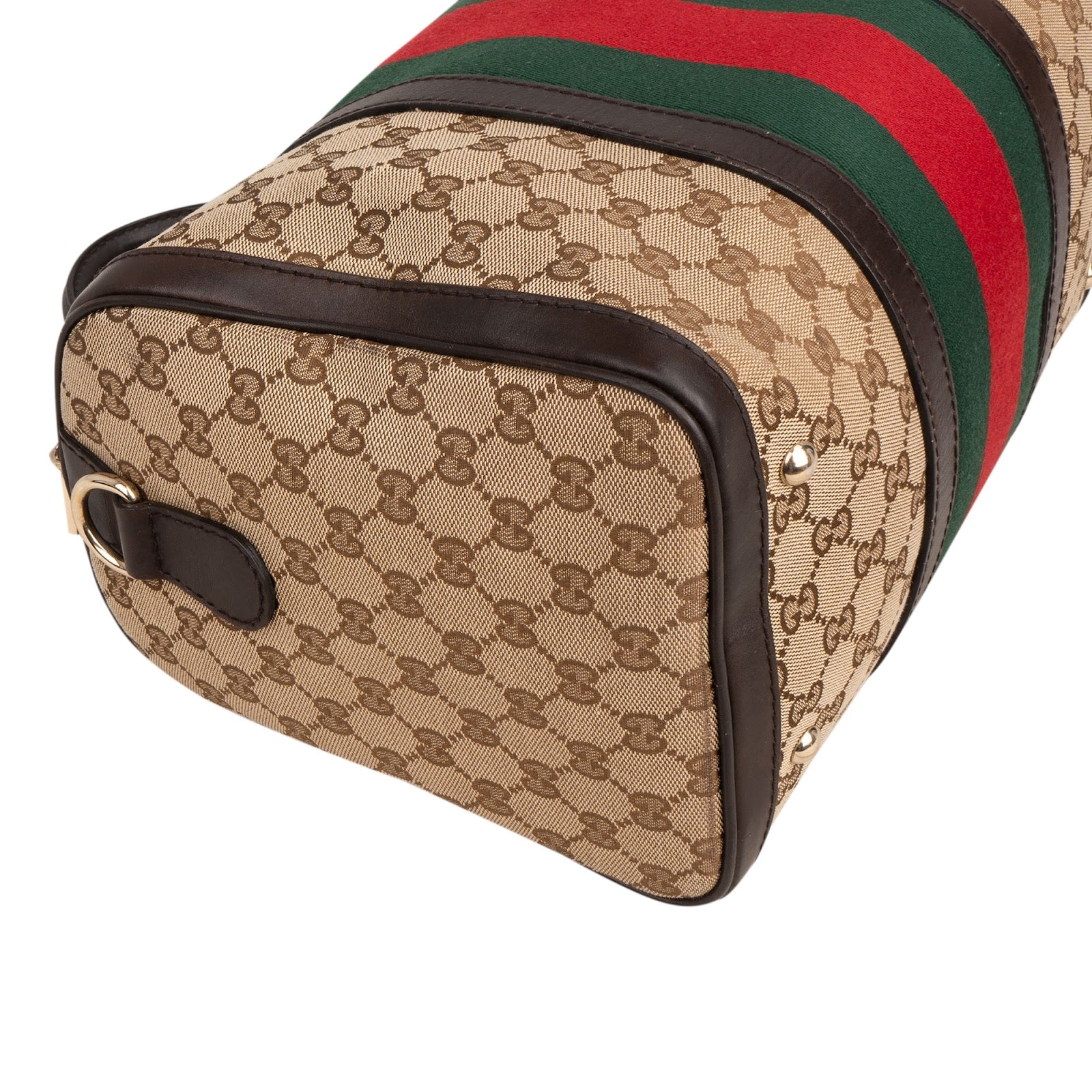 Gucci Monogram GG Canvas  Web Boston Bag