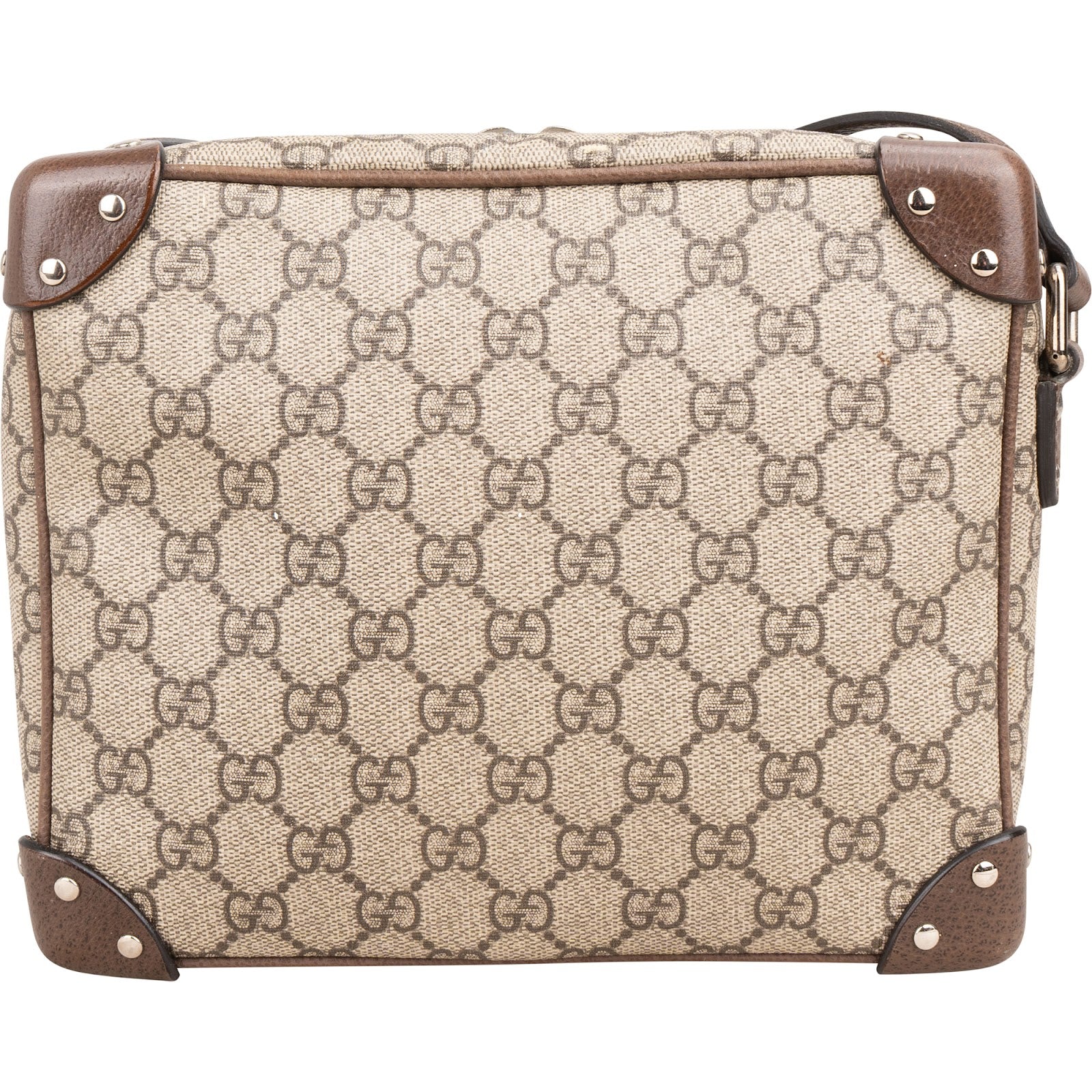 Gucci – Monogram GG Supreme Studded Trunk Crossbody Bag