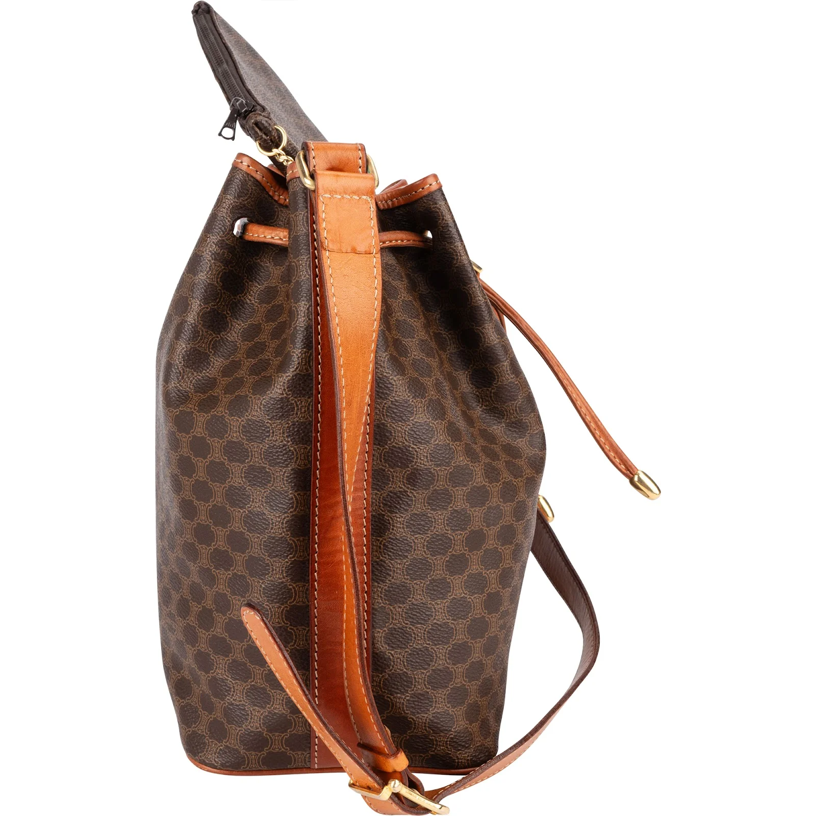 Celine Monogram Macadam Drawstring Bucket Shoulder Bag