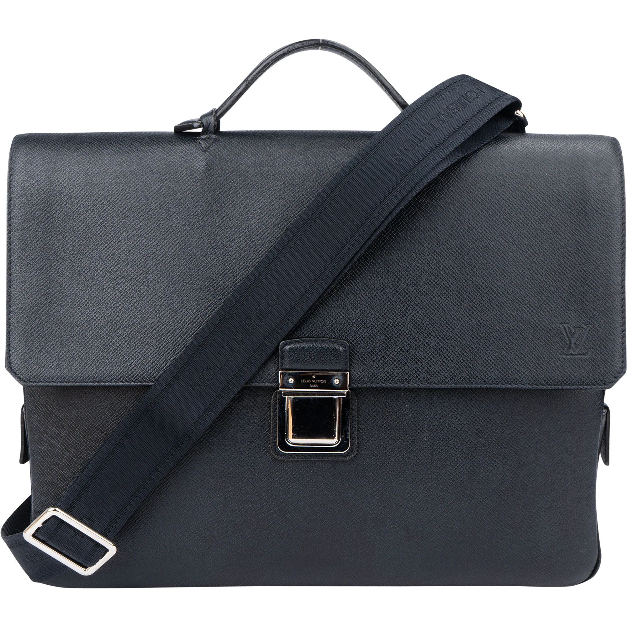 Louis Vuitton Bleu Taiga Leather Vassili PM Business Tasche