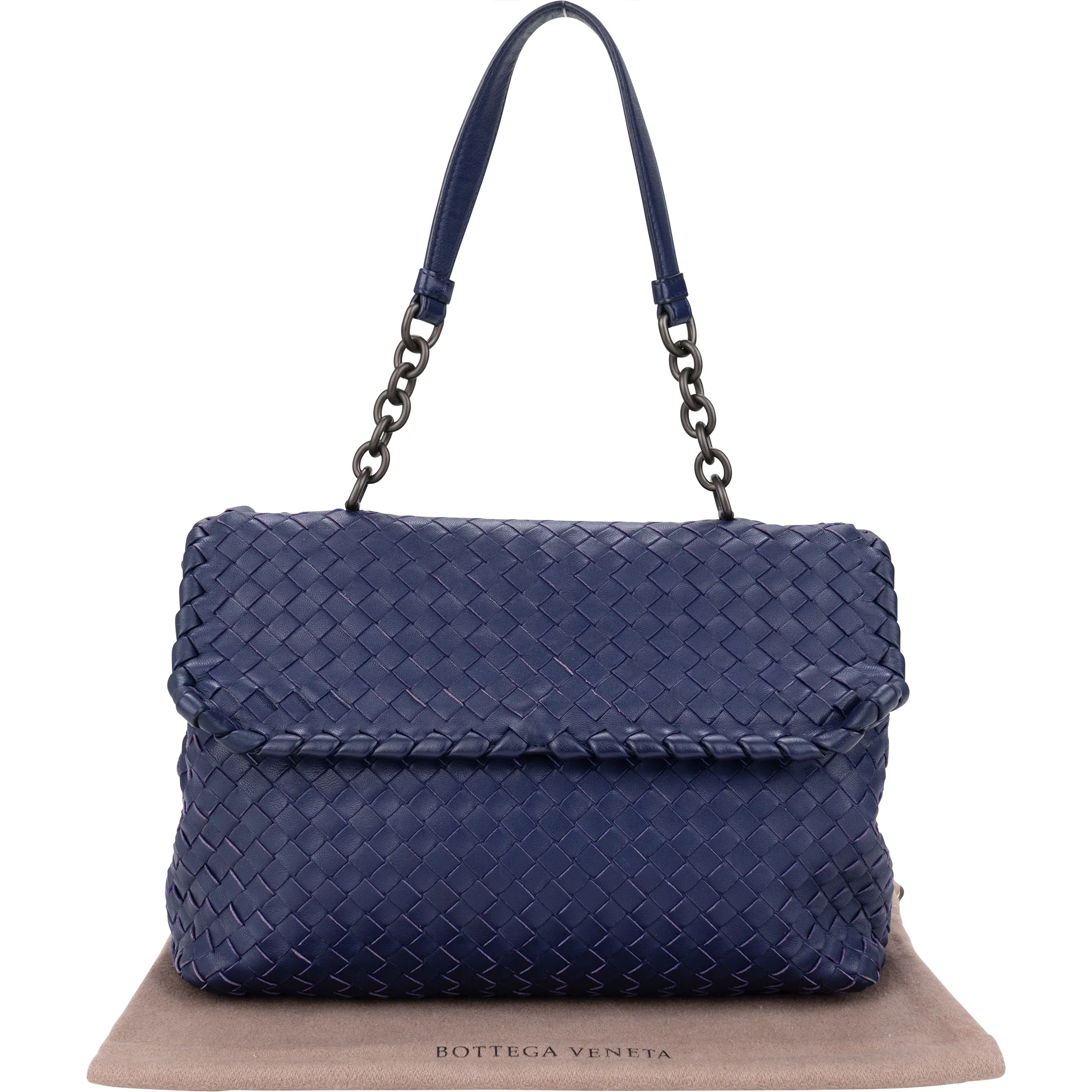 Bottega Veneta Blue Purple Intrecciato Leather Shoulder Bag
