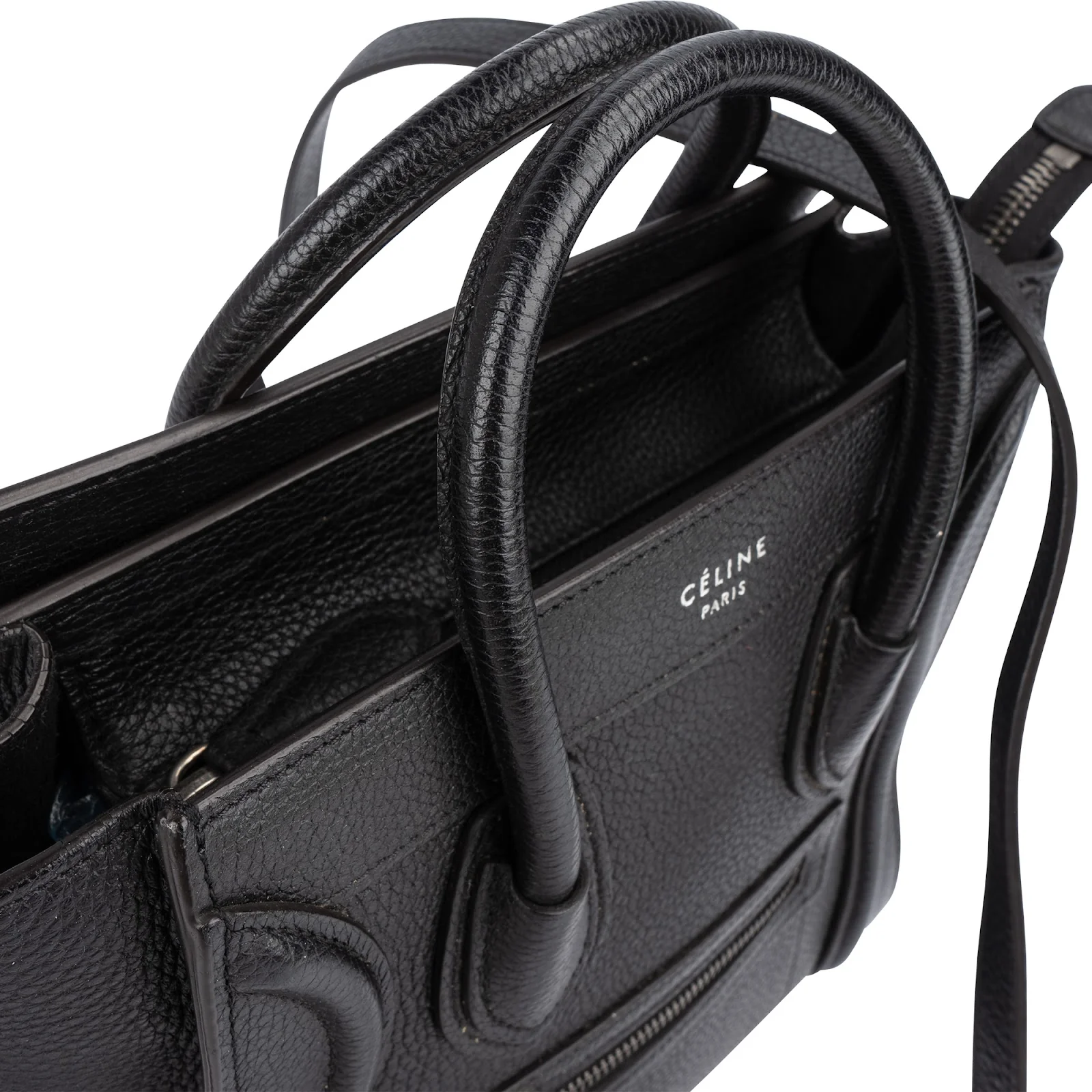 Celine Grained Leather Luggage Nano Crossbody Handbag