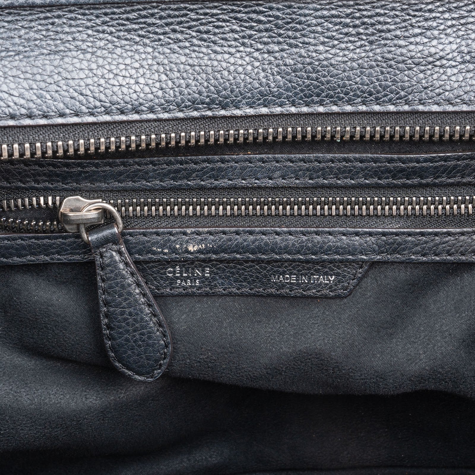Céline Black Grained Leather Luggage Handbag