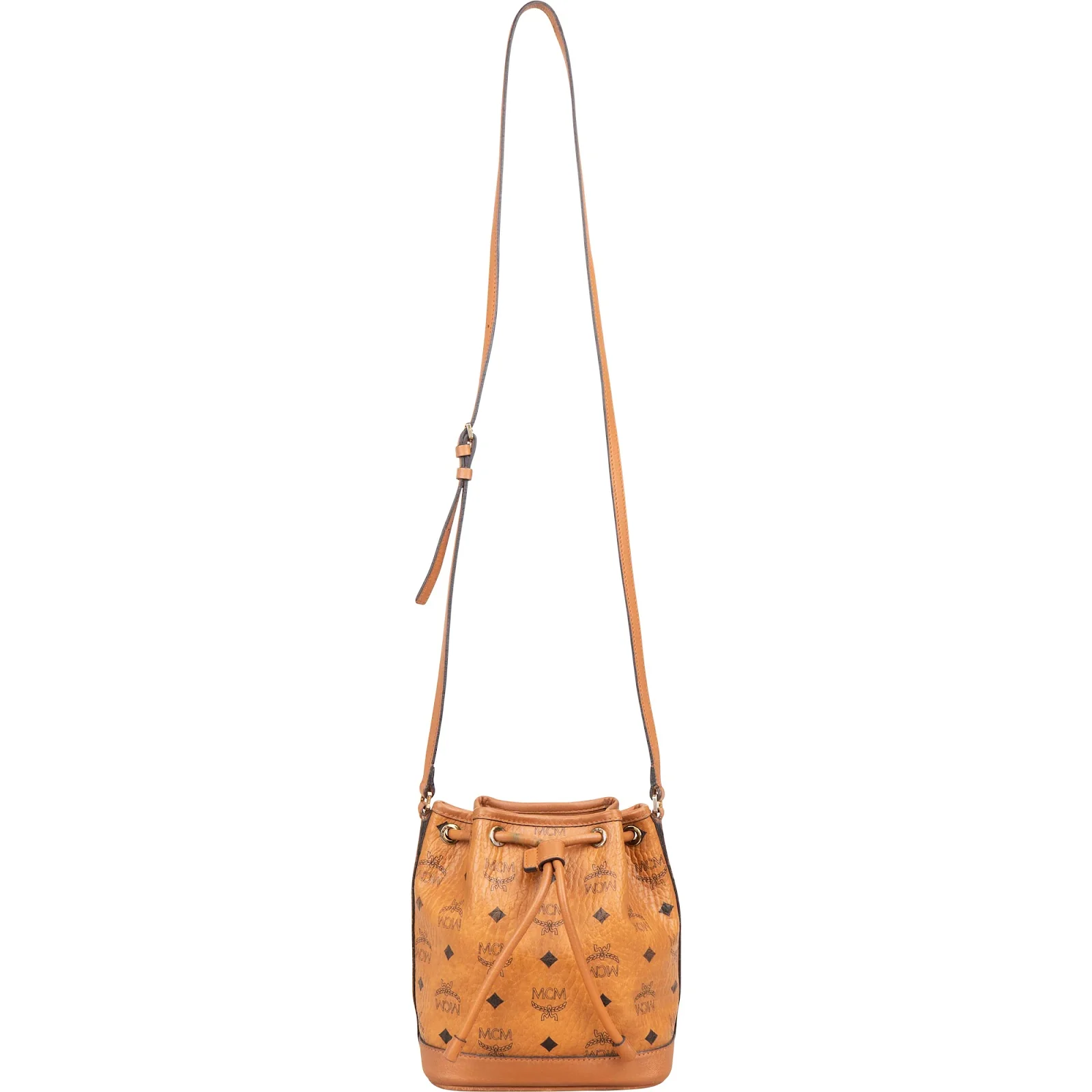 MCM Monogram Visetos Mini Drawstring Bucket Crossbody Bag