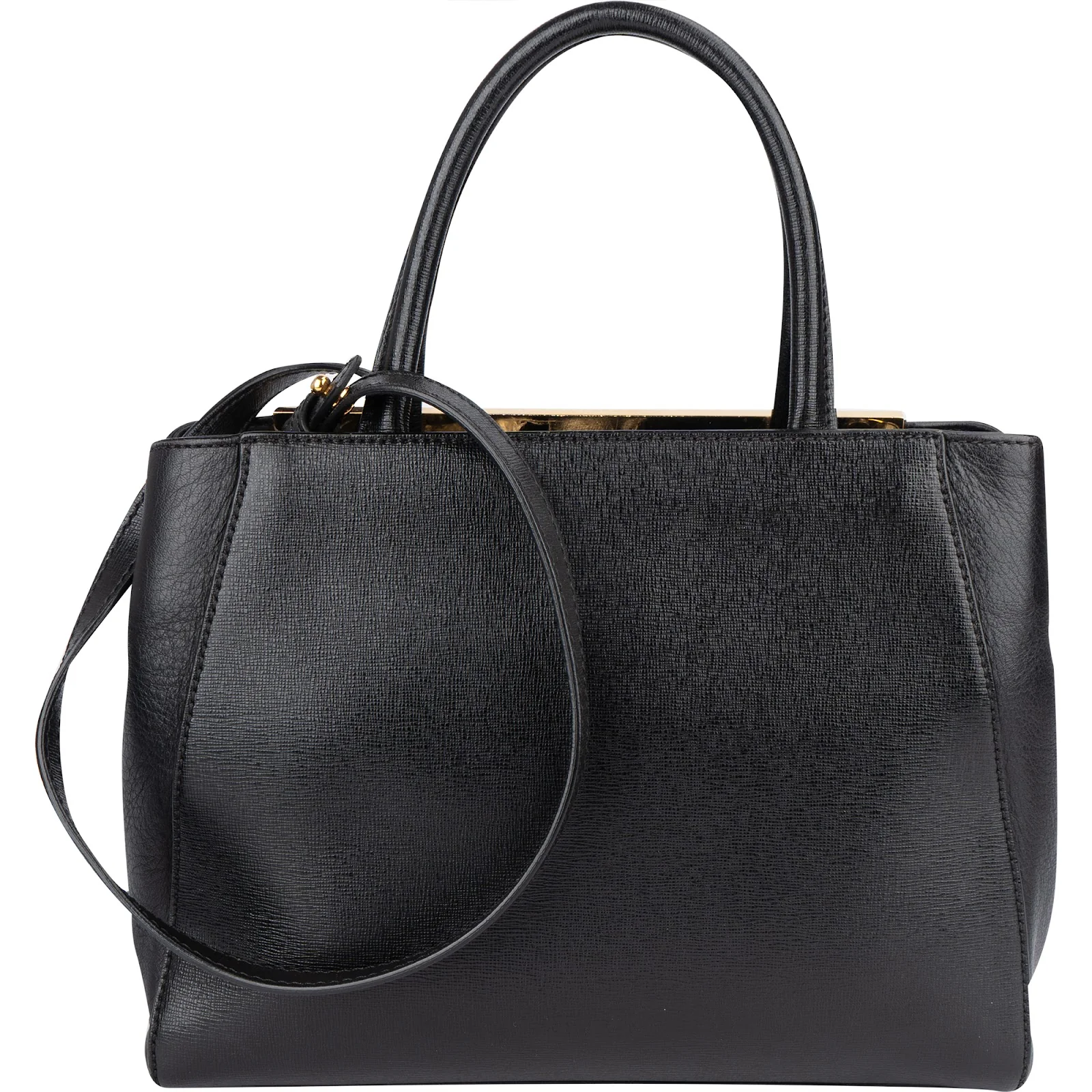 Fendi Black Leather 2Jours Handbag