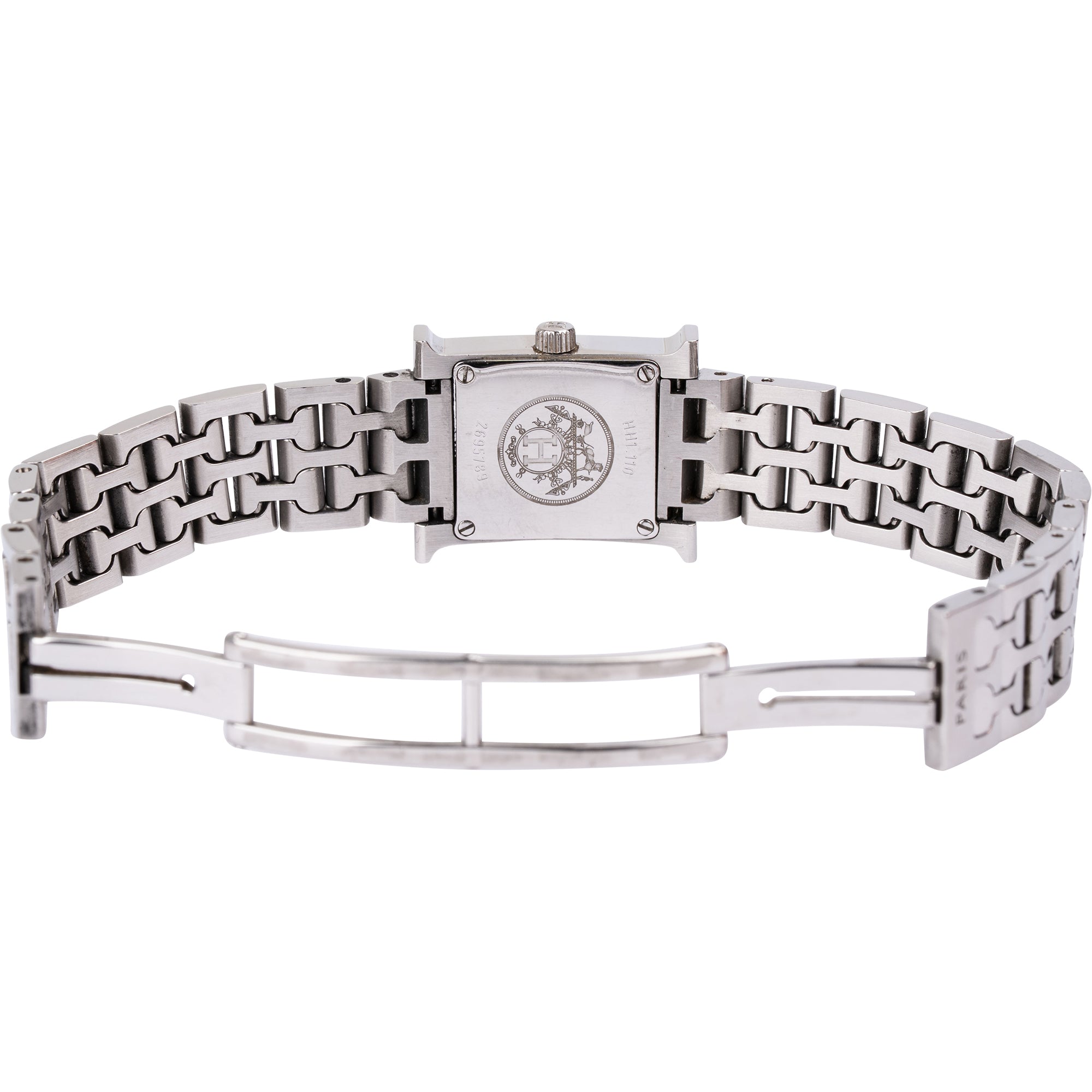 Hermès Silver Tone Heure H Mini HH1.110 Damenuhr