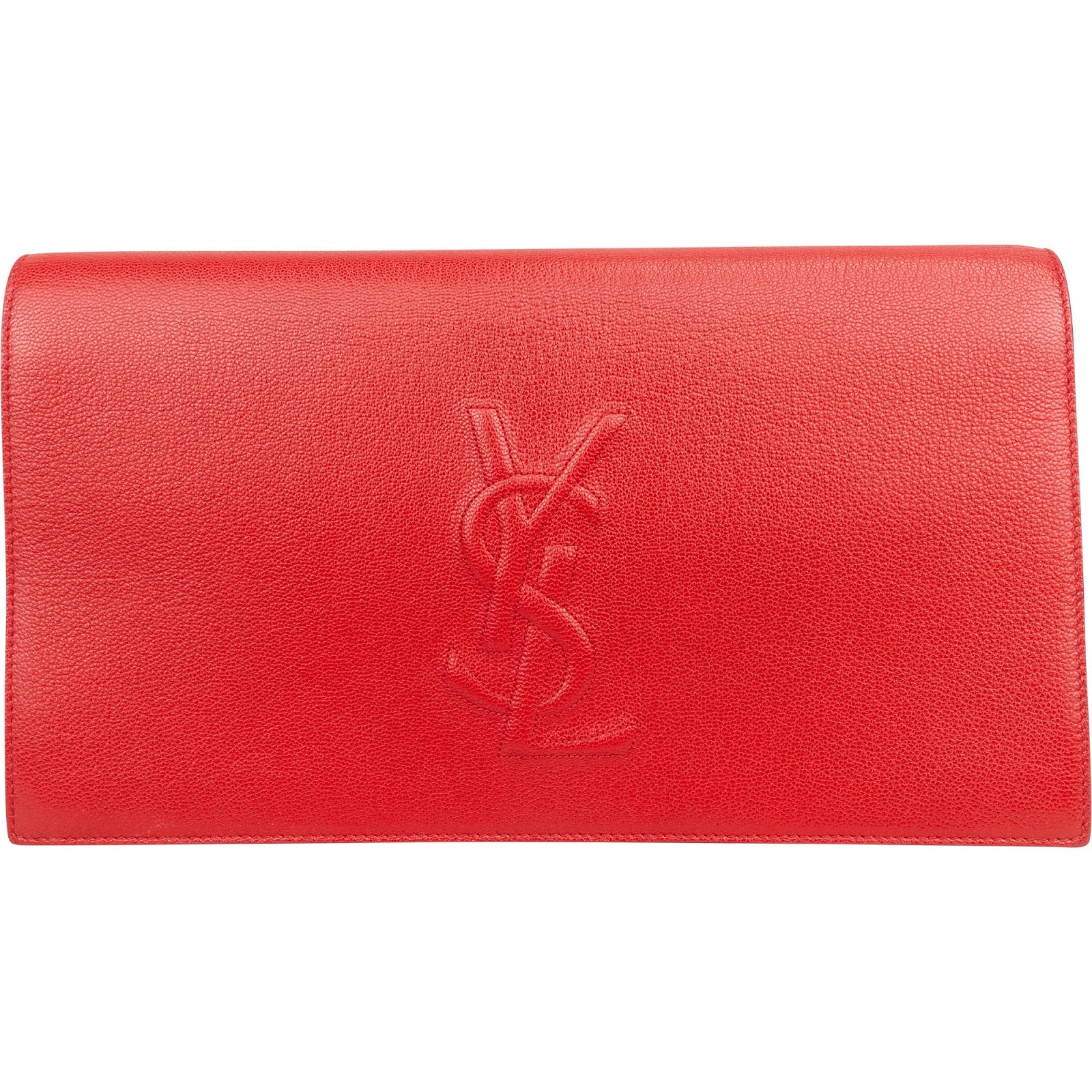 Saint Laurent Grain de Poudre Leather Cassandre Clutch