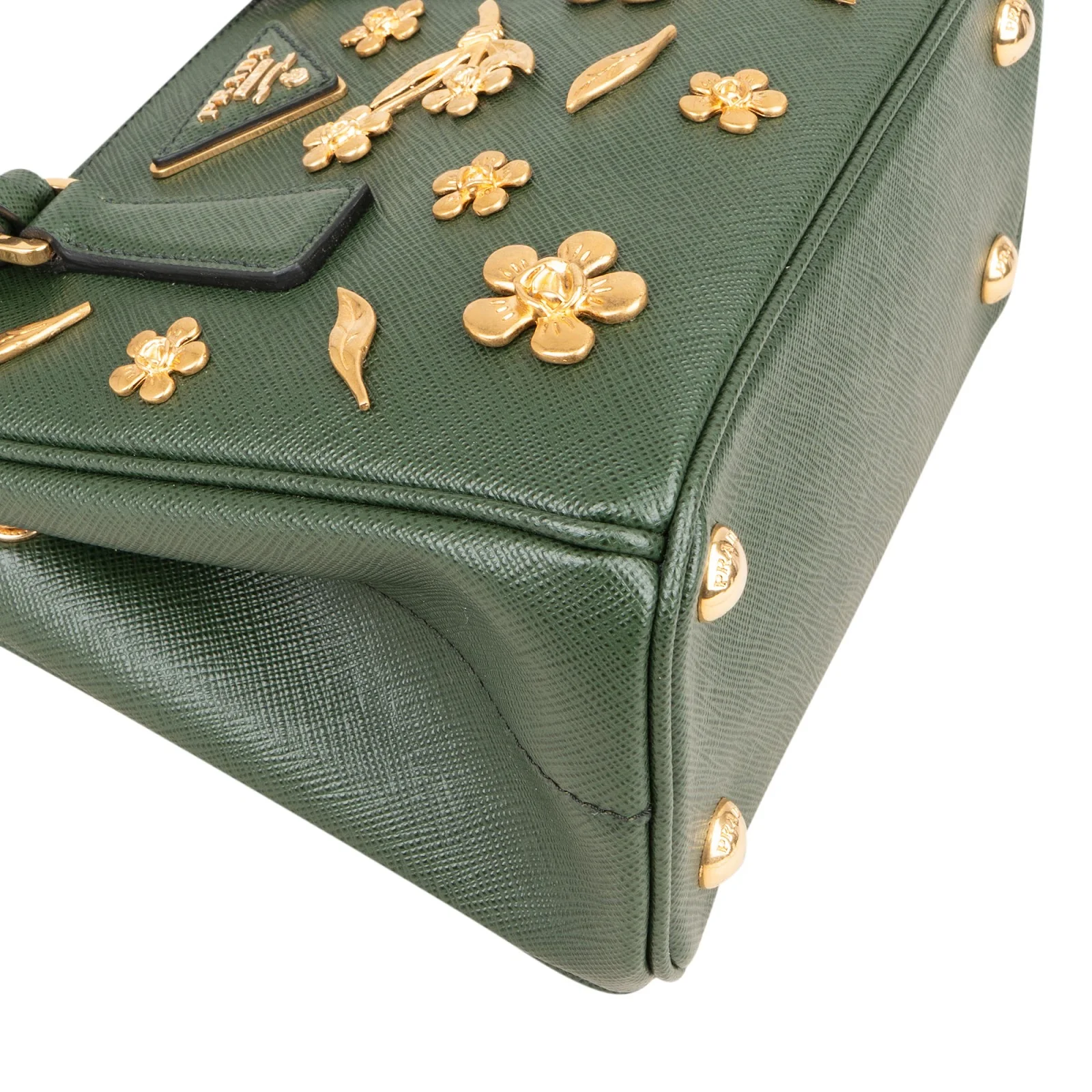 Prada Saffiano Leather Golden Floral Pelletteria Galleria Mini Handbag