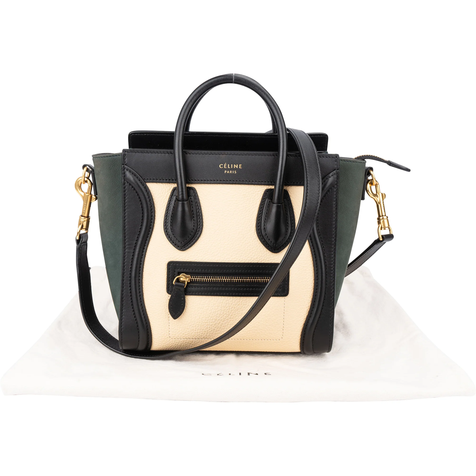 Céline Tricolor Leather Luggage Handbag