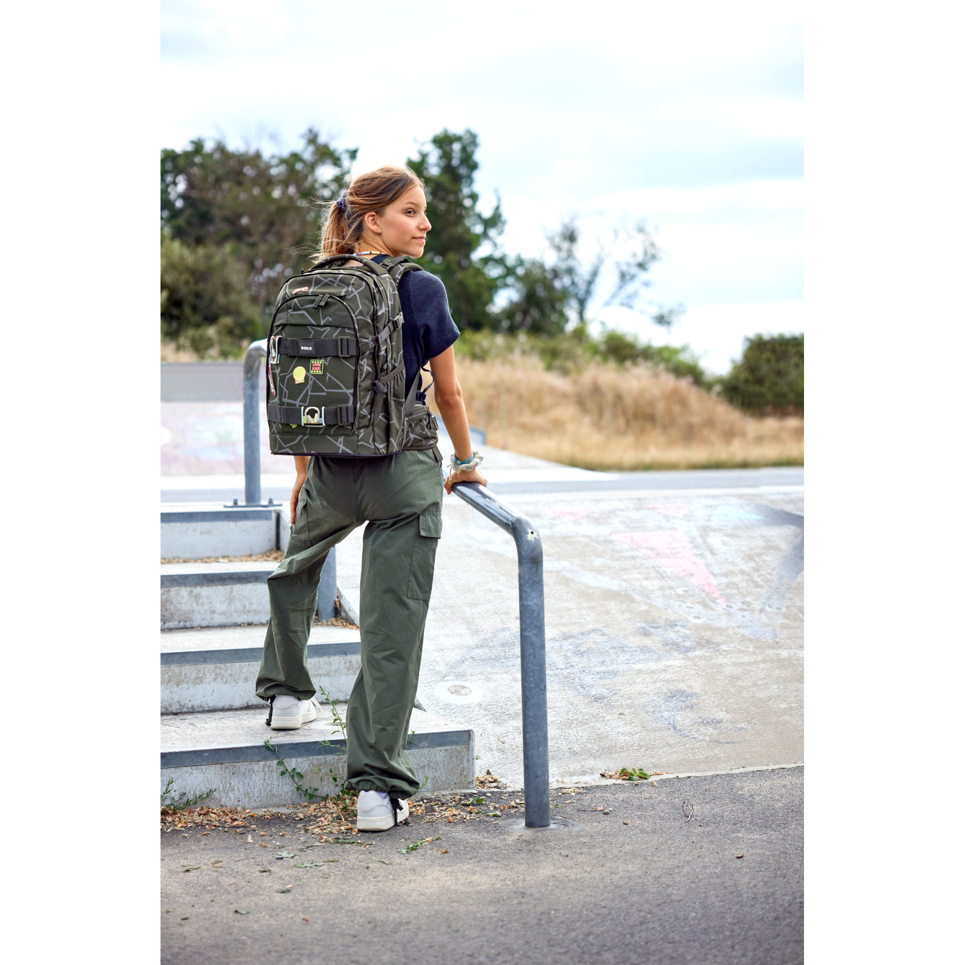 School Backpack Origin Bold - Edges Grey